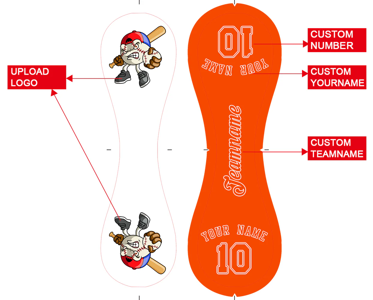 Personalized White Orange Half Leather Orange Authentic Baseballs