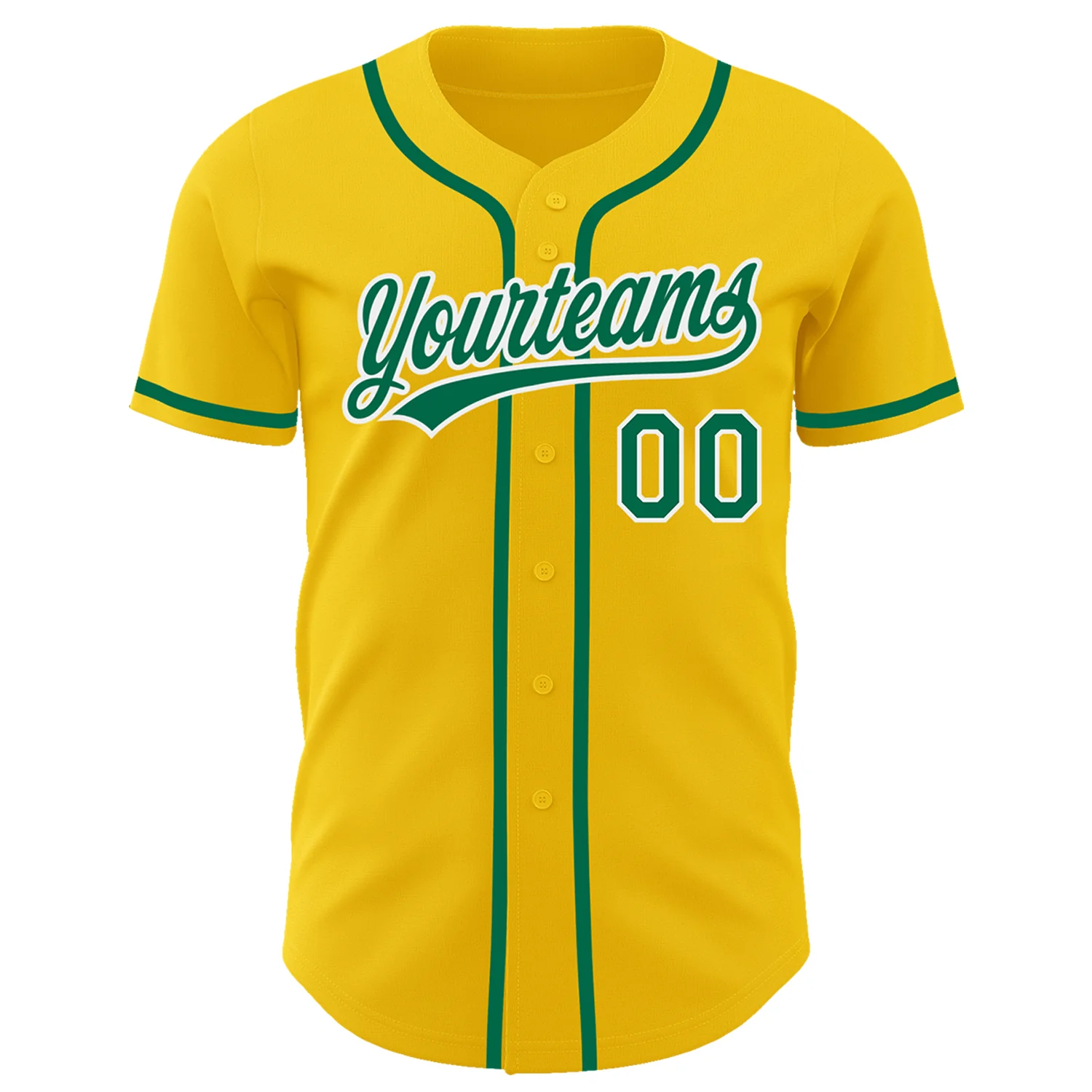 Custom Yellow Kelly Green-White Authentic Baseball Jersey