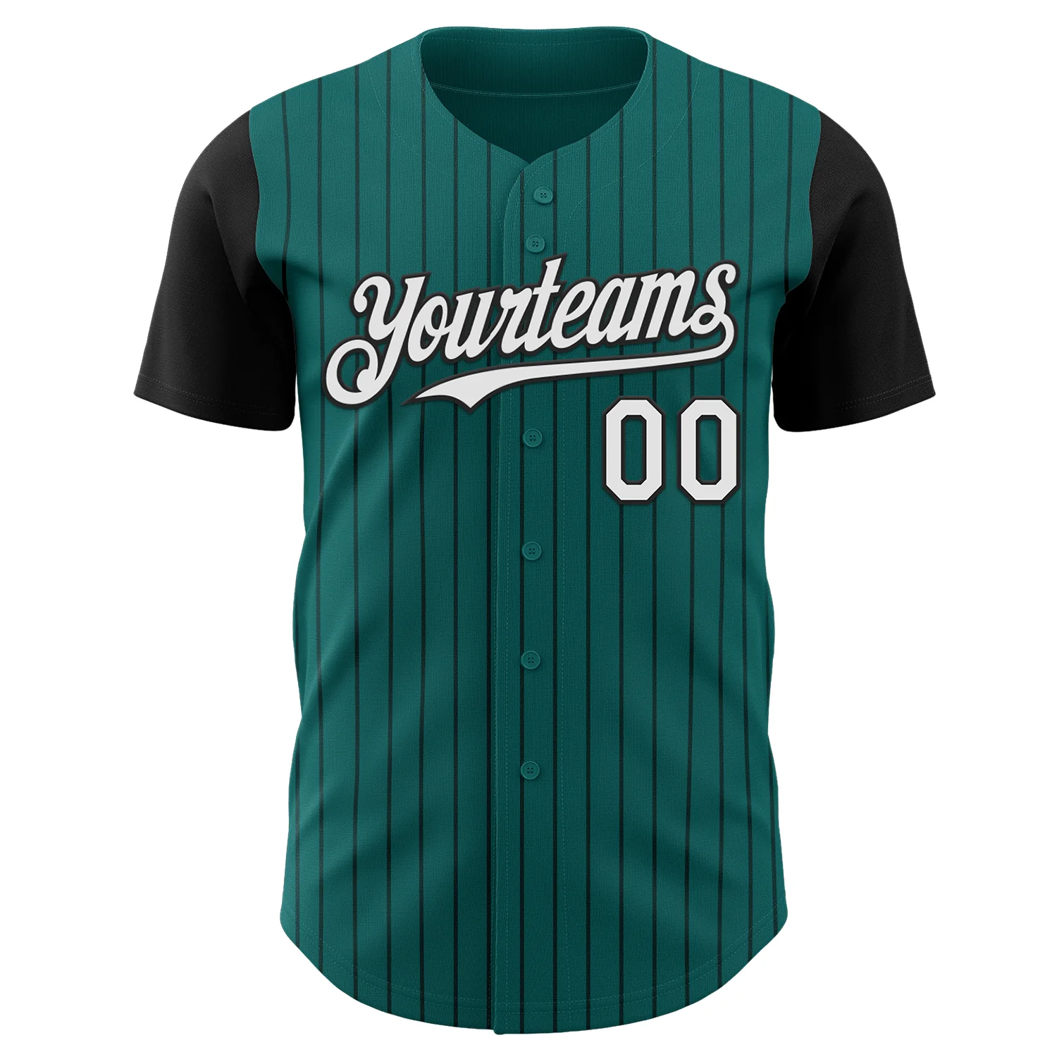 Custom Teal Black Pinstripe White Authentic Two Tone Baseball Jersey
