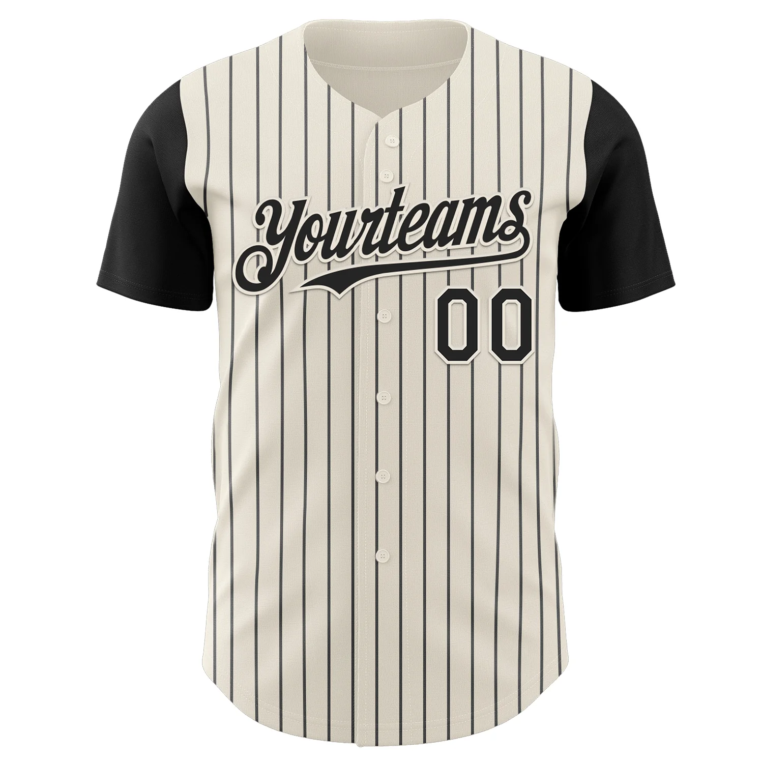 Custom Cream Black Pinstripe Black Authentic Two Tone Baseball Jersey