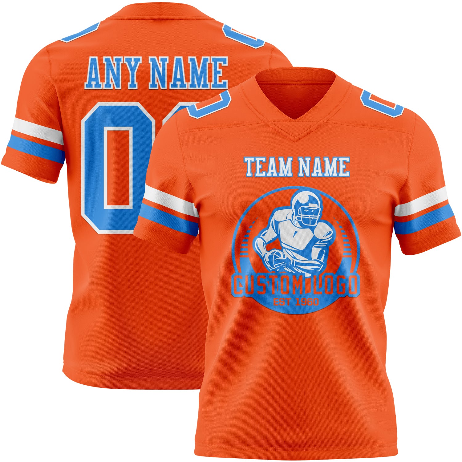 Custom Orange Powder Blue-White Authentic Football Jersey