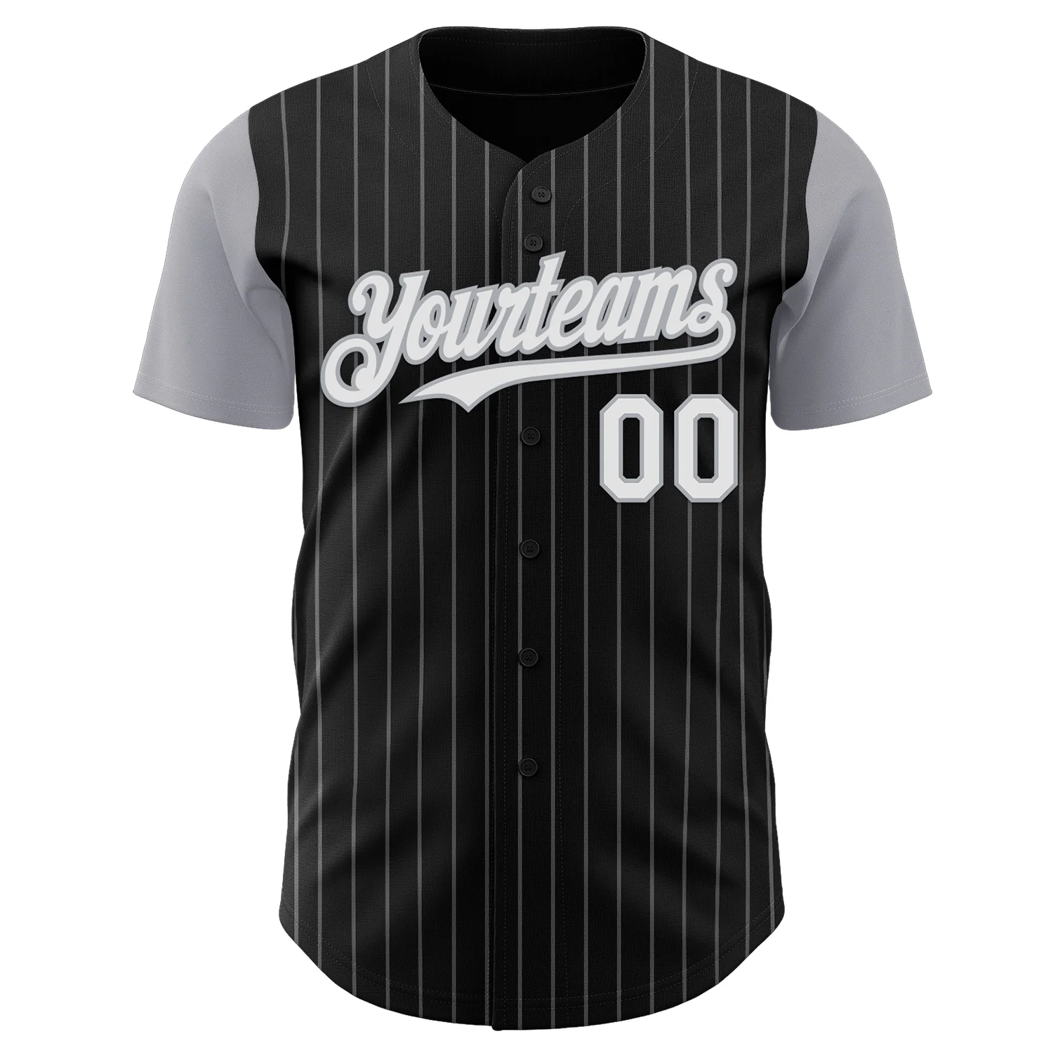 Custom Black Gray Pinstripe White Authentic Two Tone Baseball Jersey
