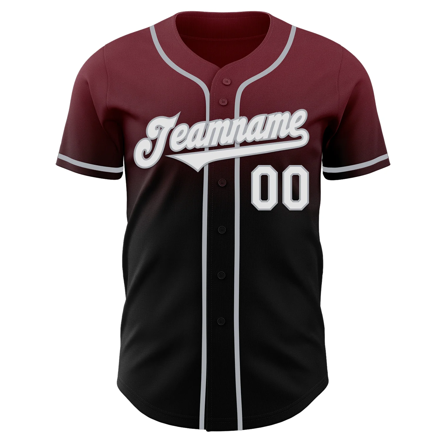 Custom Burgundy Black-Gray Authentic Fade Fashion Baseball Jersey