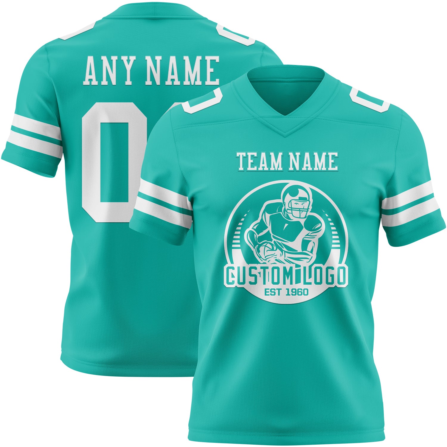 Custom Aqua White Authentic Football Jersey