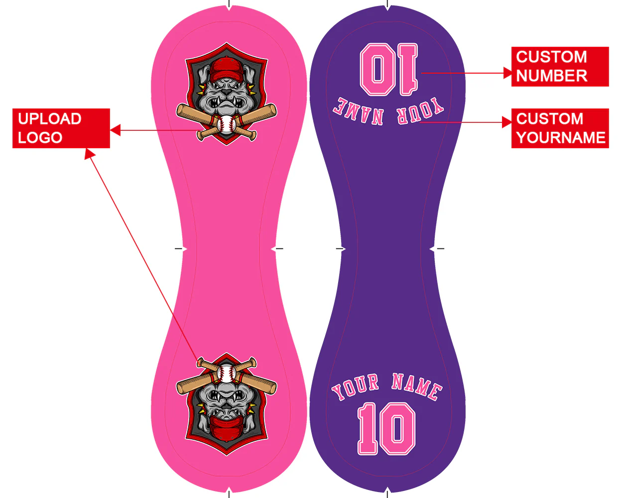 Personalized Pink Purple Half Leather Pink Authentic Baseballs