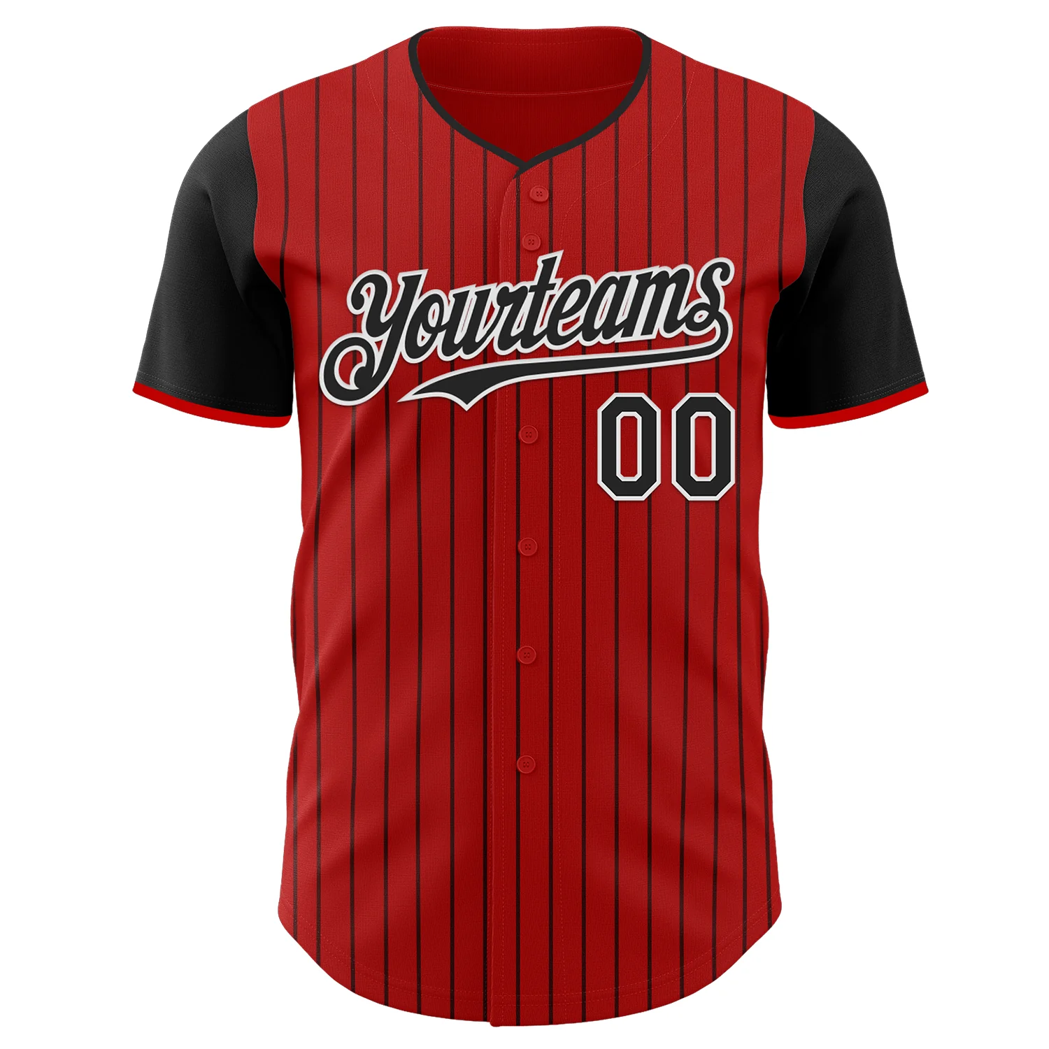 Custom Red Black Pinstripe White Authentic Two Tone Baseball Jersey