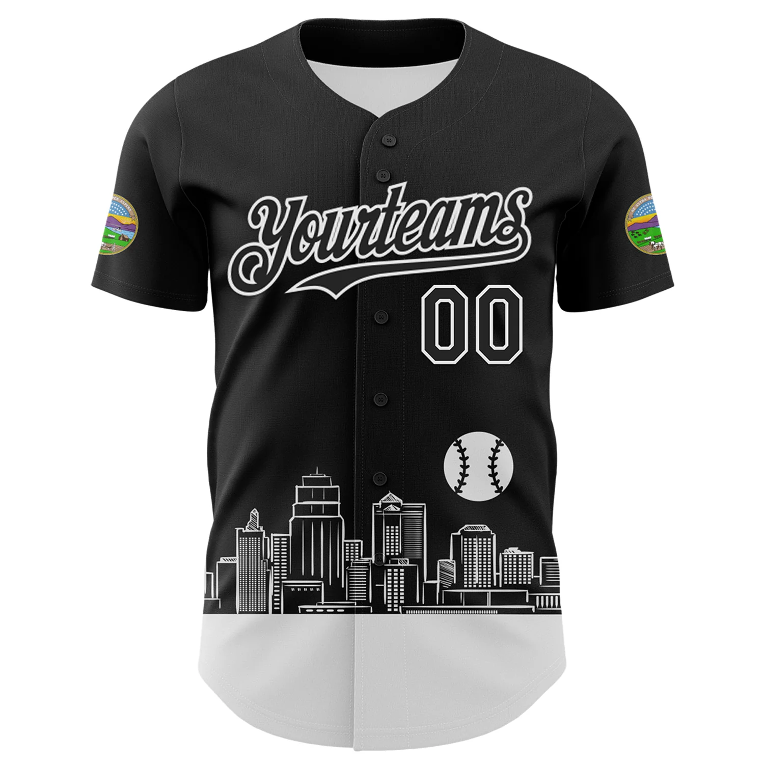 Custom Black White 3D Urban City Edition Sports Authentic Baseball Jersey