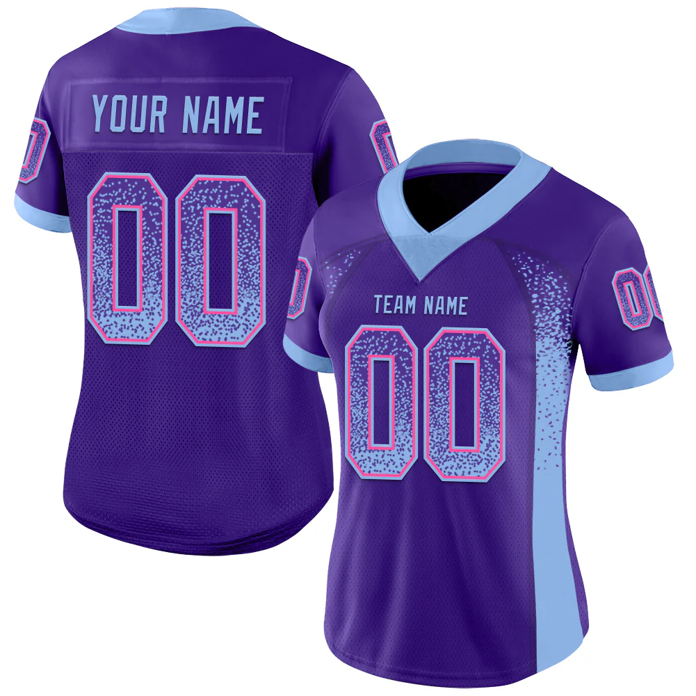 Custom Purple Light Blue-Pink Drift Fashion Football Jersey
