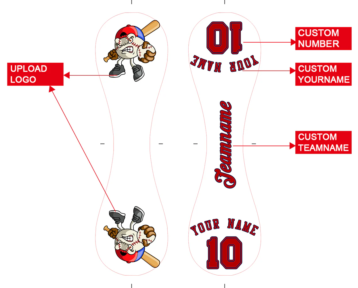 Personalized White Leather Red Authentic Baseballs