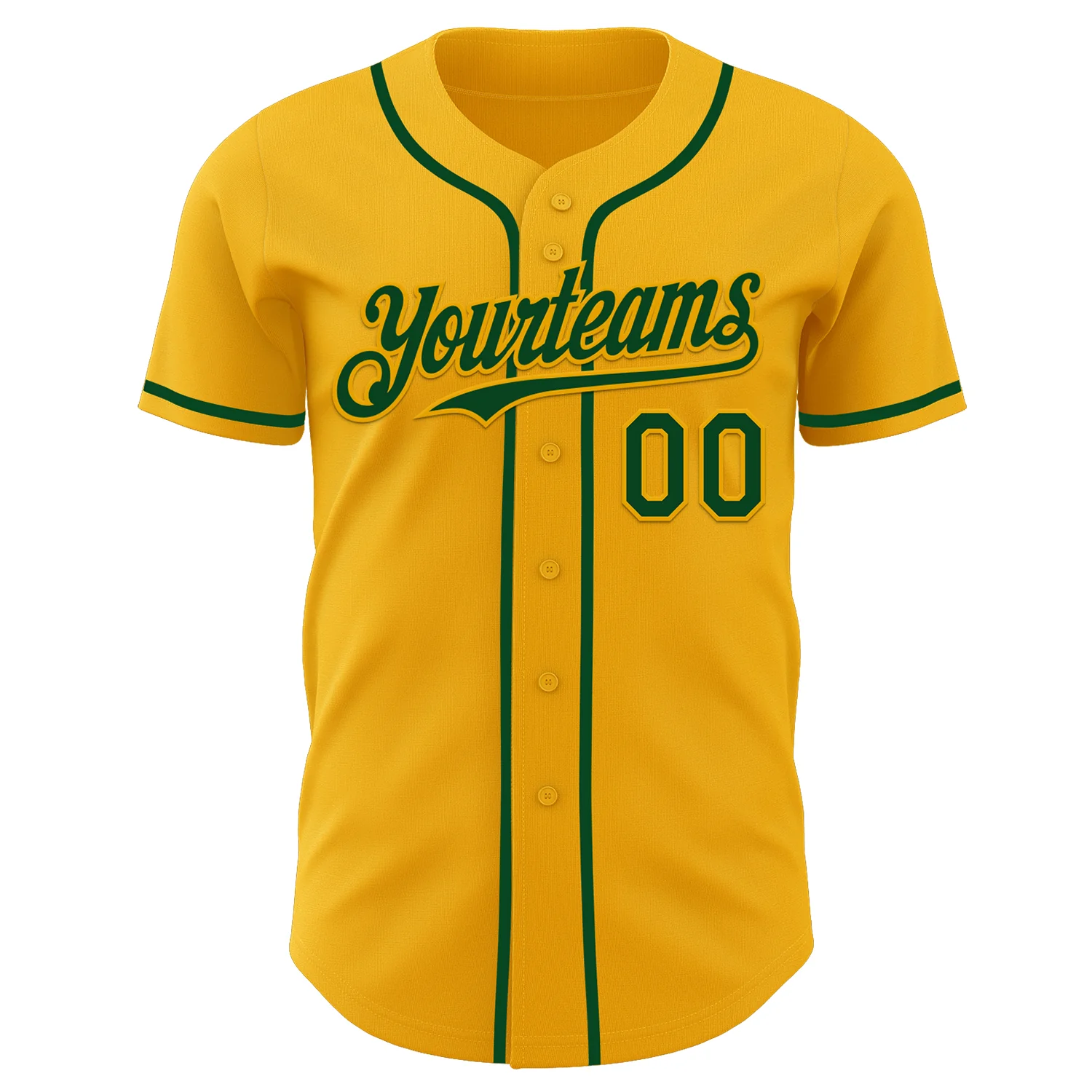 Custom Gold Green Authentic Baseball Jersey