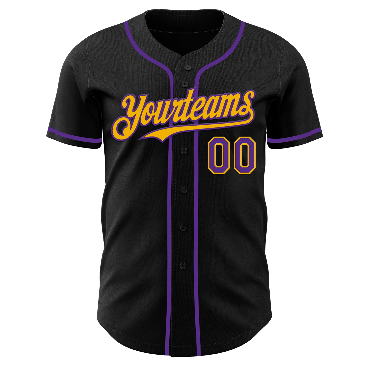 Custom Black Purple-Gold Authentic Baseball Jersey