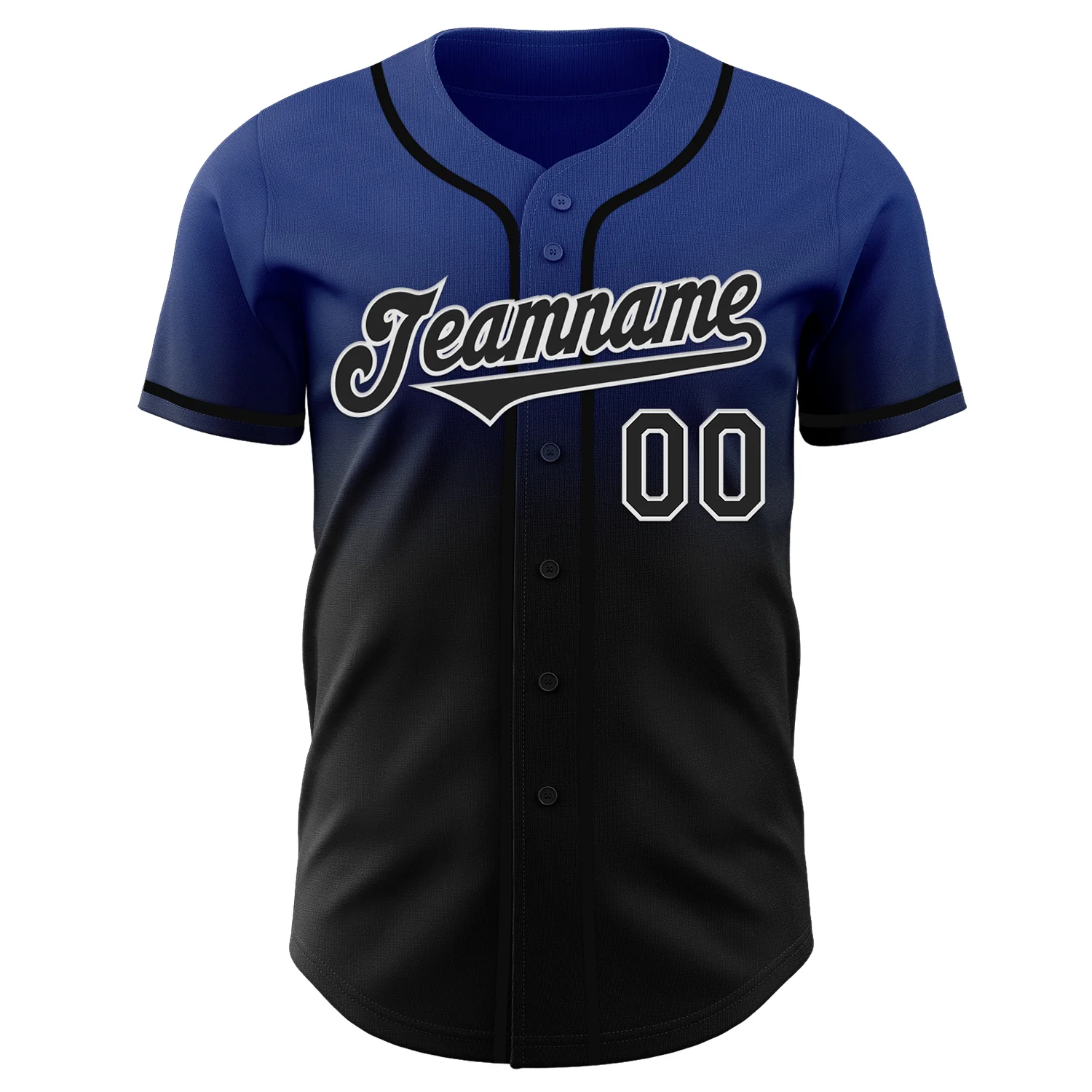Custom Royal Black-White Authentic Fade Fashion Baseball Jersey