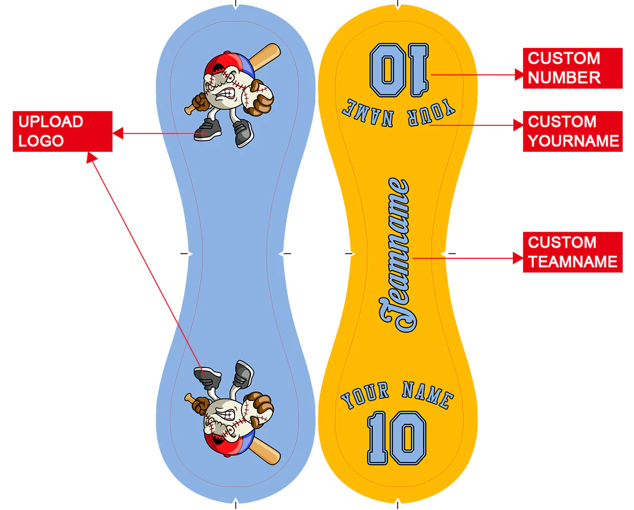 Personalized Blue Gold Half Leather Blue Authentic Baseballs