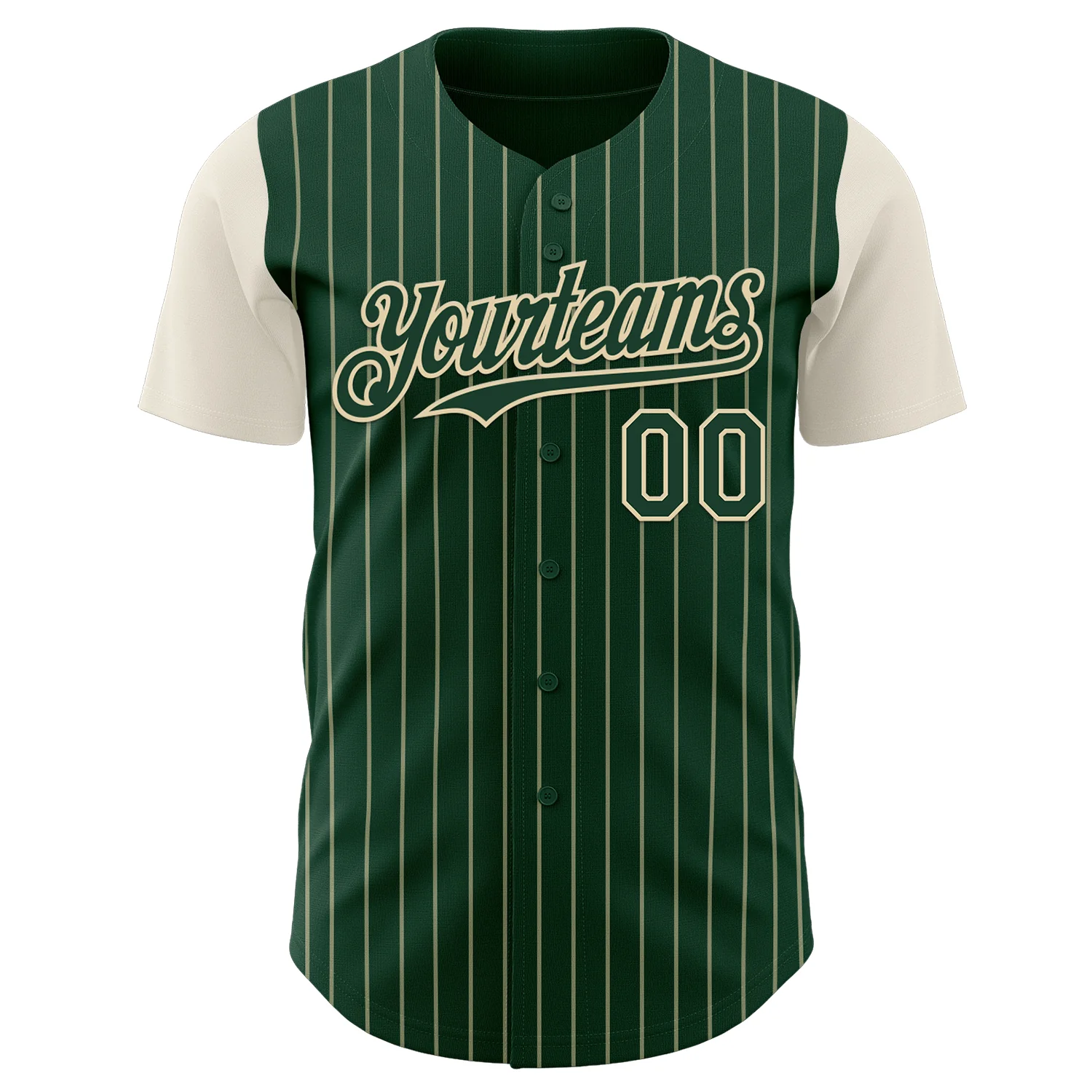 Custom Green Cream Pinstripe Cream Authentic Two Tone Baseball Jersey