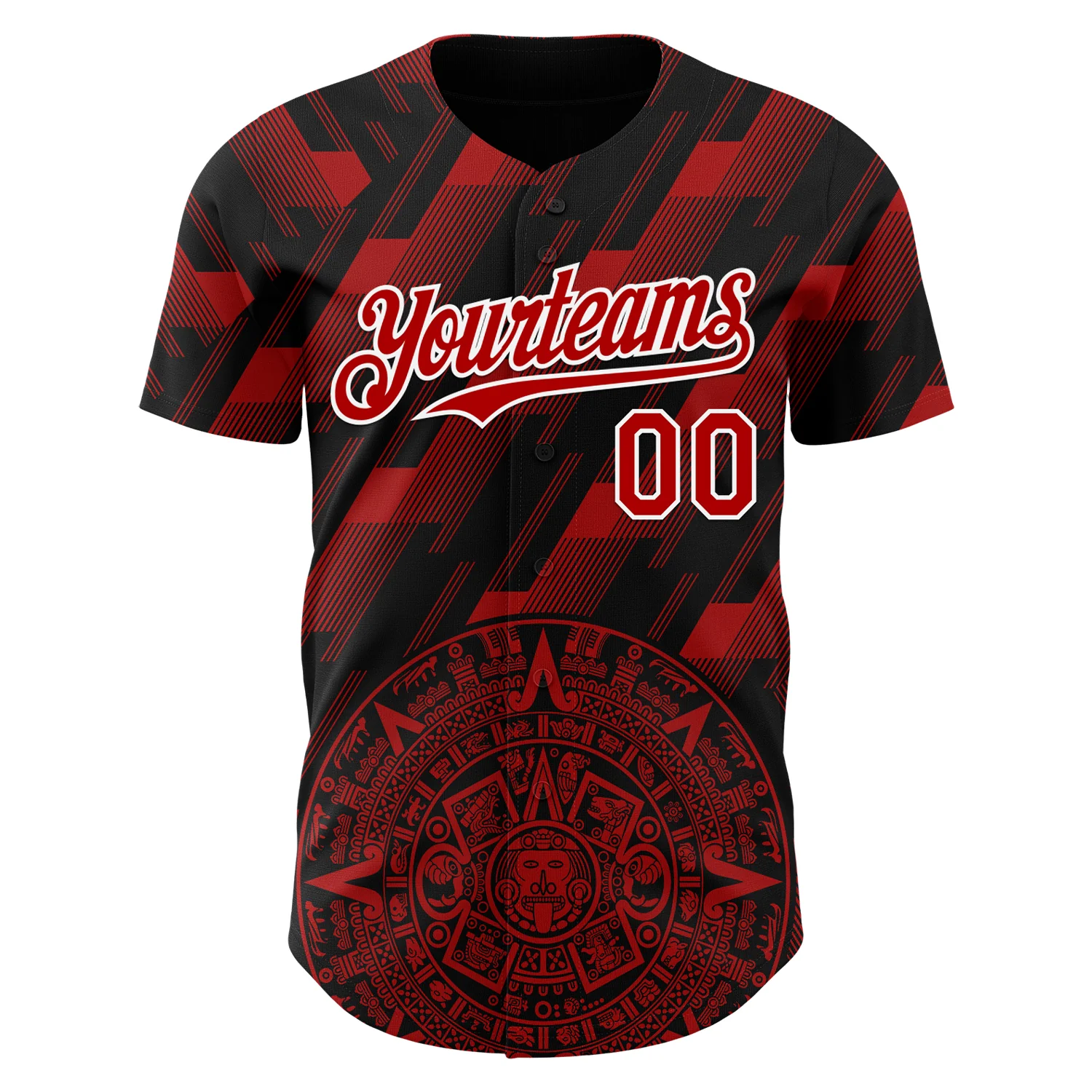 Custom Black Red-White 3D Mexico Authentic Baseball Jersey