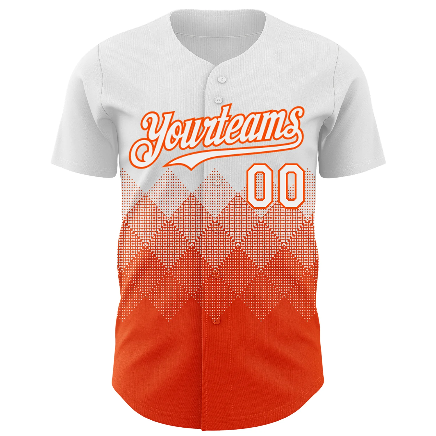 Custom White Orange 3D Gradient Square Shape Authentic Baseball Jersey