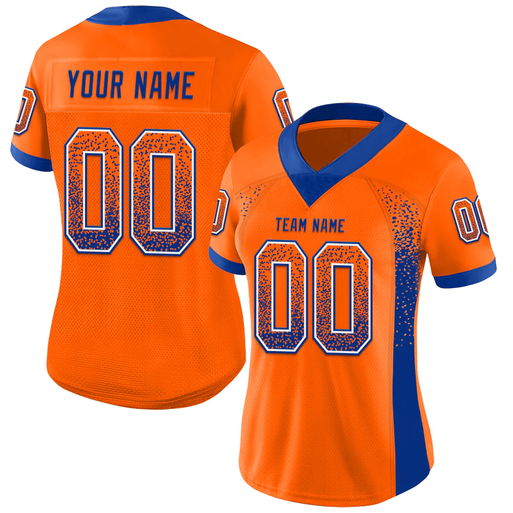 Custom Orange Royal-White Drift Fashion Football Jersey