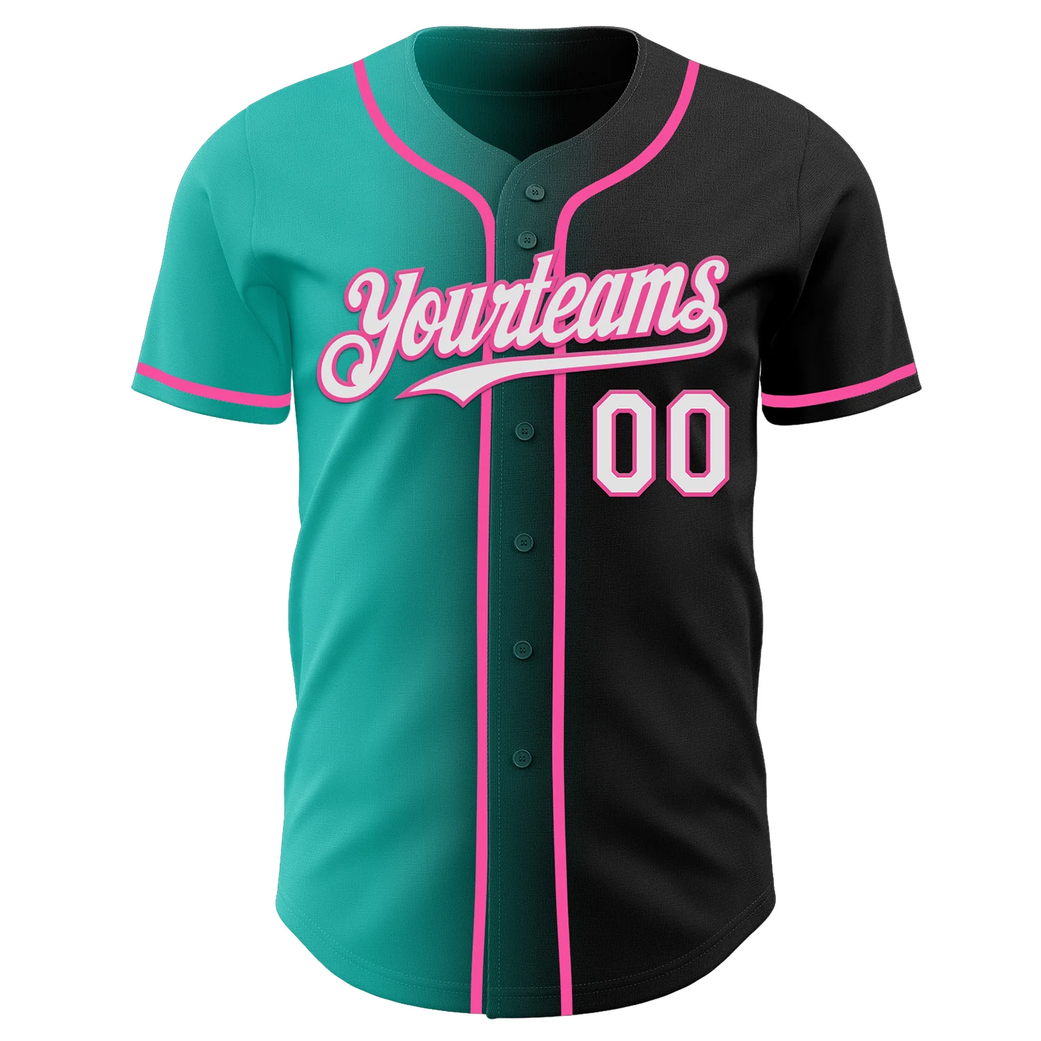 Custom Black White Aqua-Pink Authentic Gradient Fashion Baseball Jersey