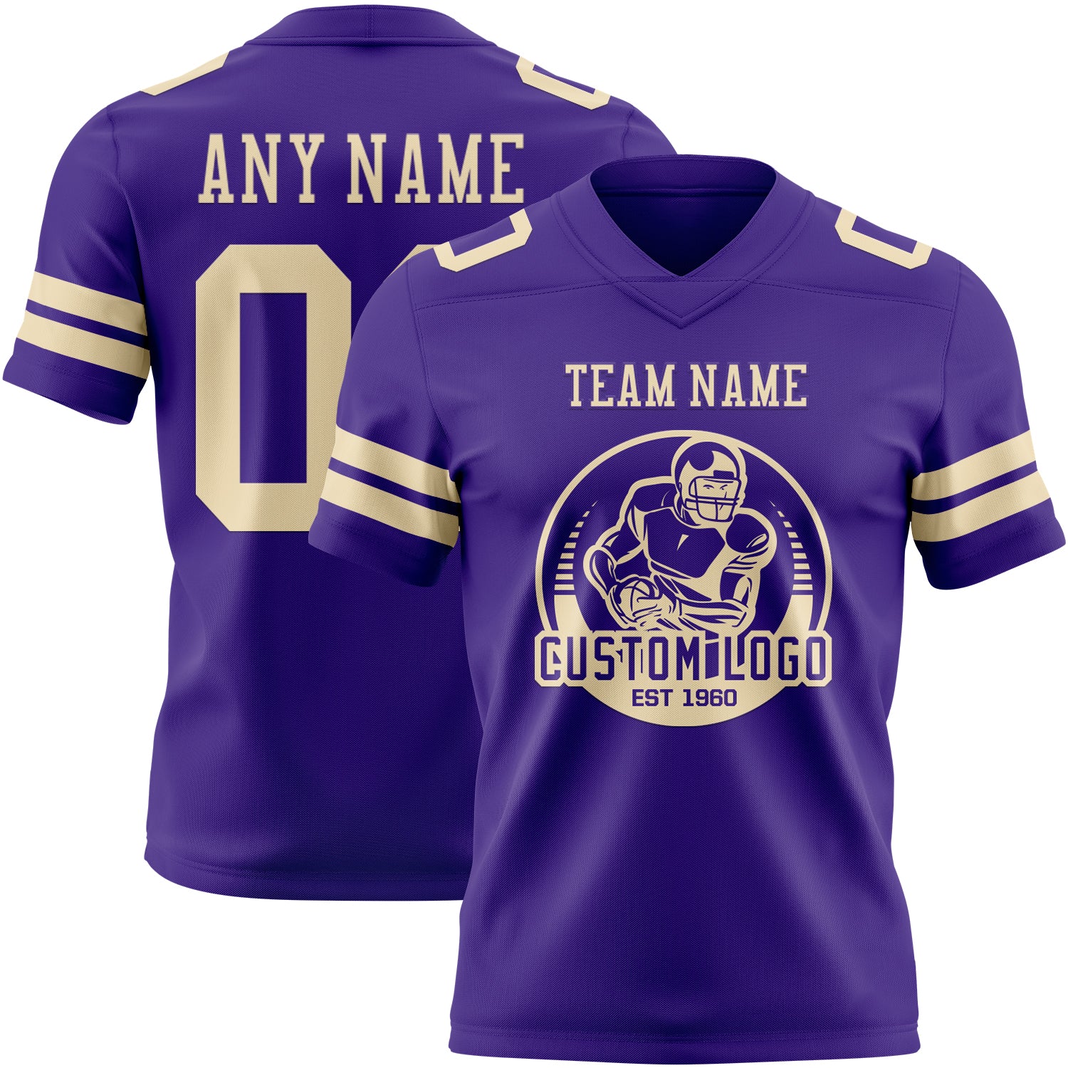 Custom Purple Cream Authentic Football Jersey