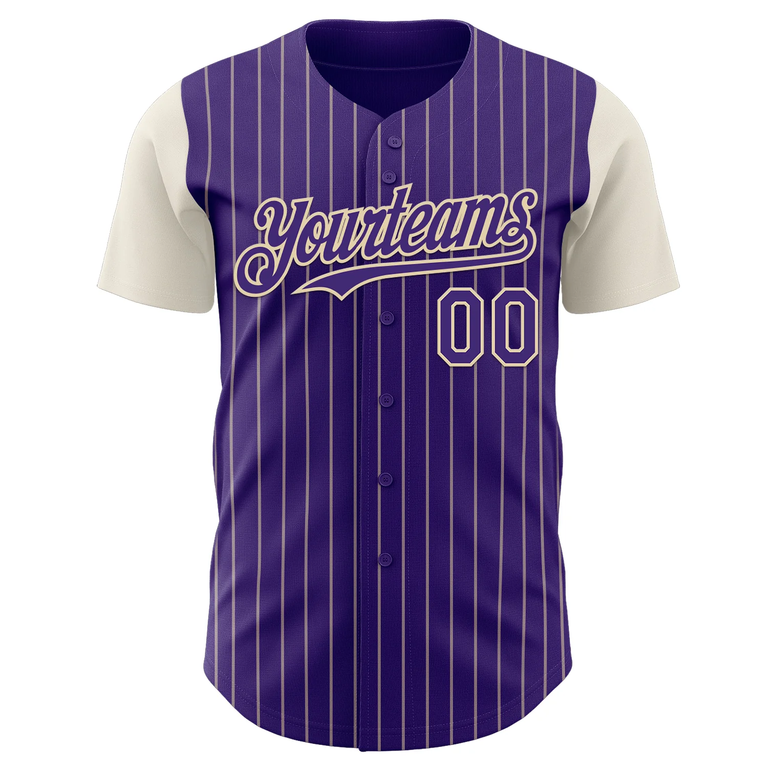 Custom Purple Cream Pinstripe Cream Authentic Two Tone Baseball Jersey