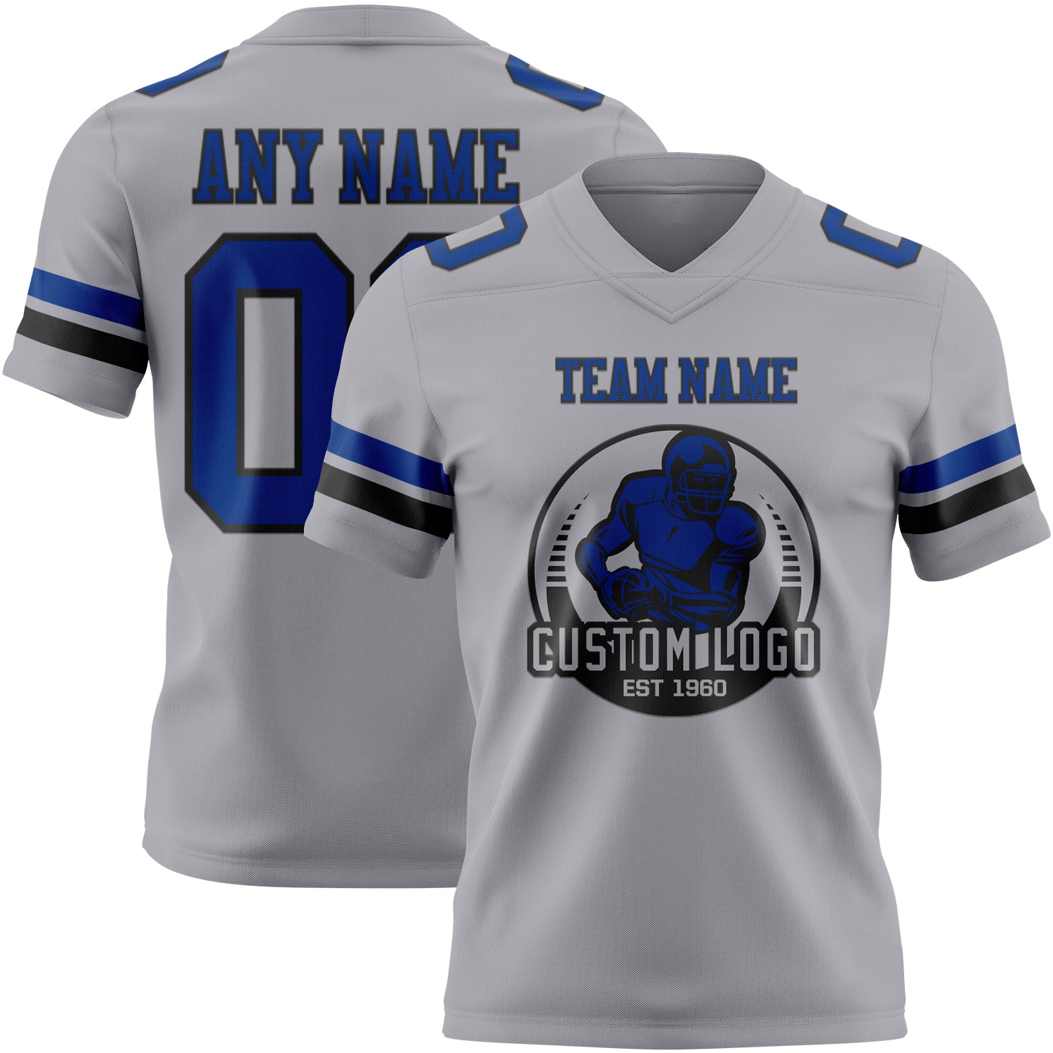 Custom Gray Royal-Black Authentic Football Jersey