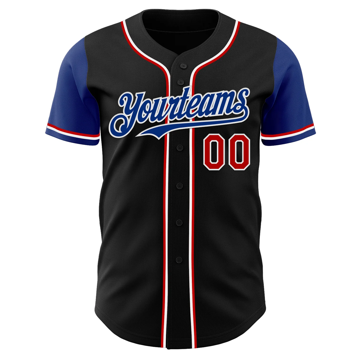 Custom Black Red Royal-White Authentic Two Tone Baseball Jersey