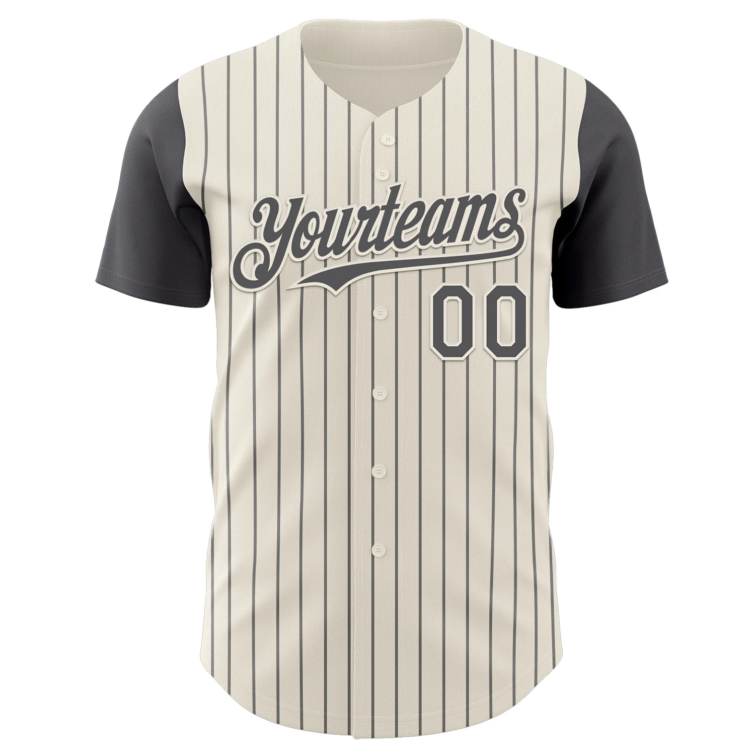 Custom Cream Steel Gray Pinstripe Steel Gray Authentic Two Tone Baseball Jersey