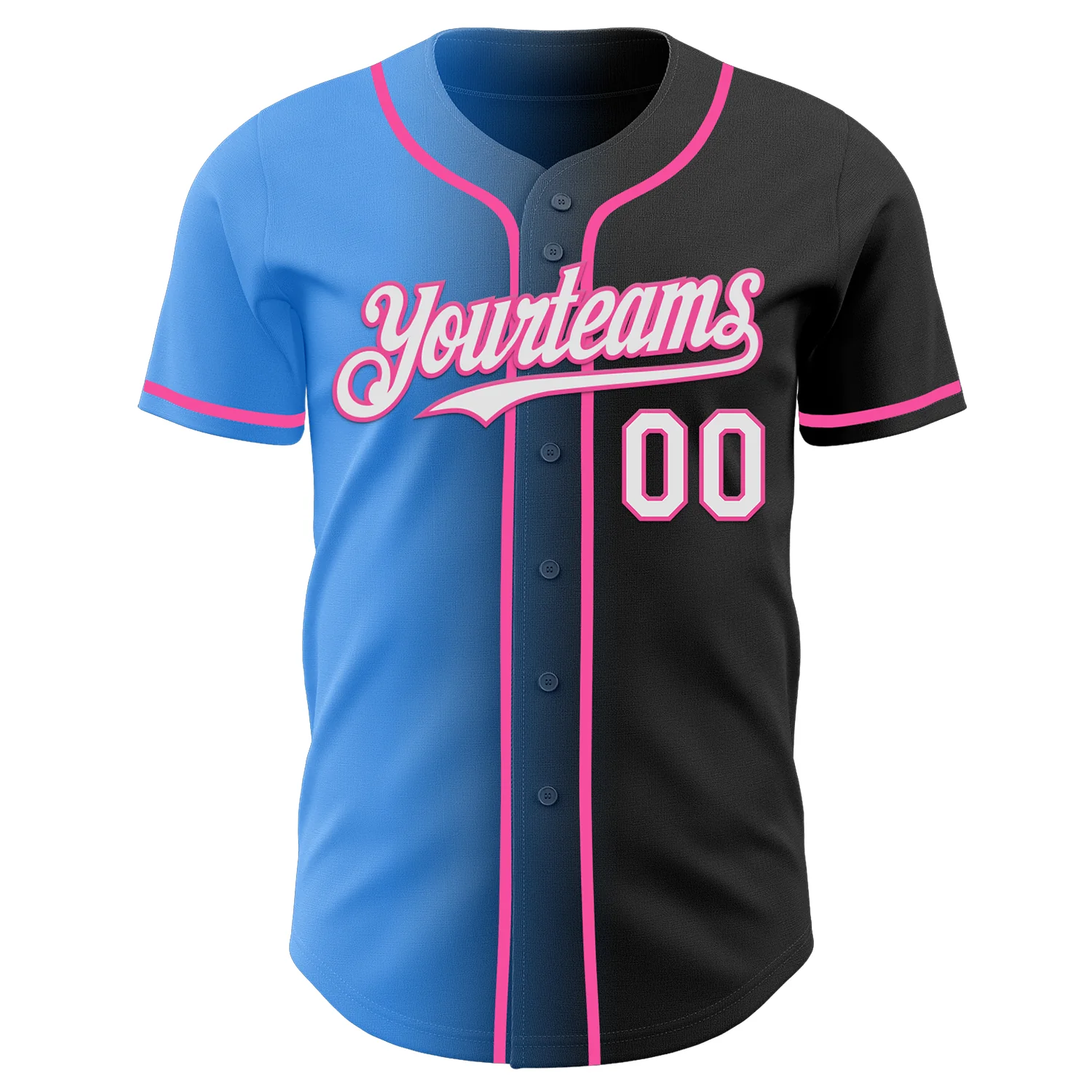 Custom Black White Electric Blue-Pink Authentic Gradient Fashion Baseball Jersey