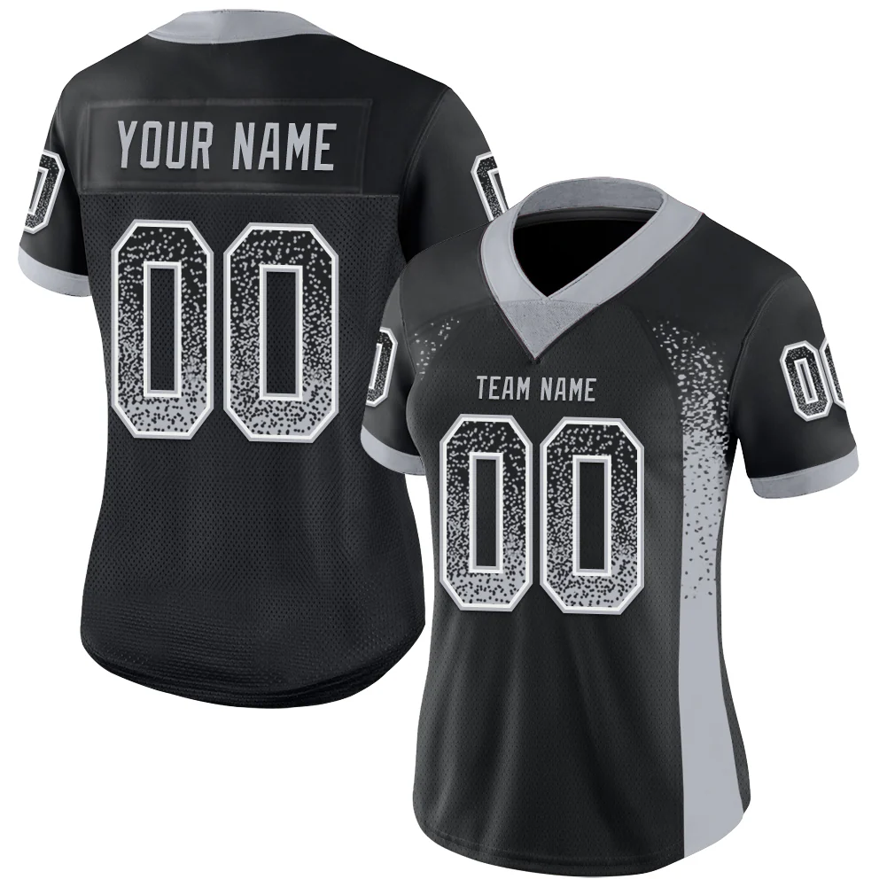 Custom Black Gray-White Drift Fashion Football Jersey