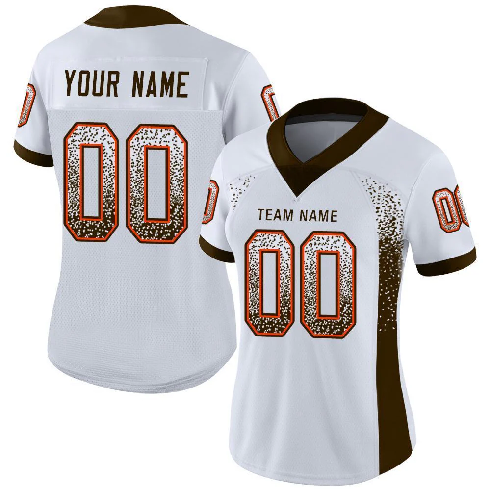 Custom White Brown-Orange Drift Fashion Football Jersey