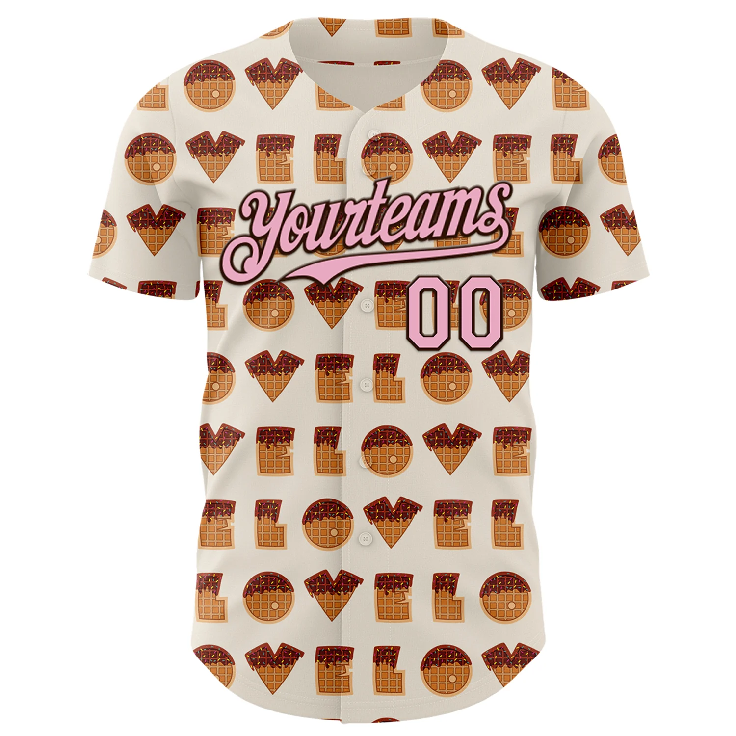 Custom Cream Light Pink-Brown Valentine's Day Love Heart Authentic Baseball Jersey