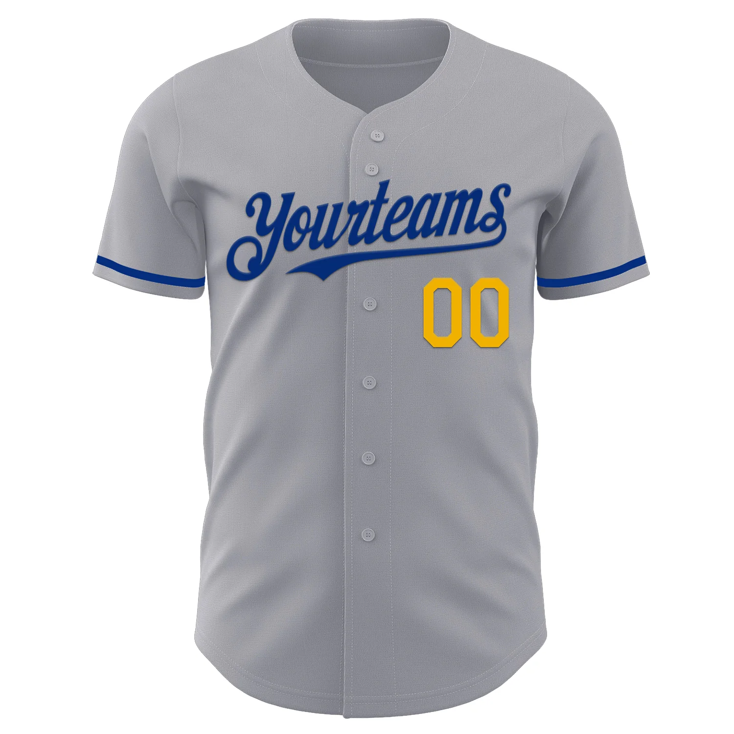 Custom Gray Royal-Gold Authentic Baseball Jersey