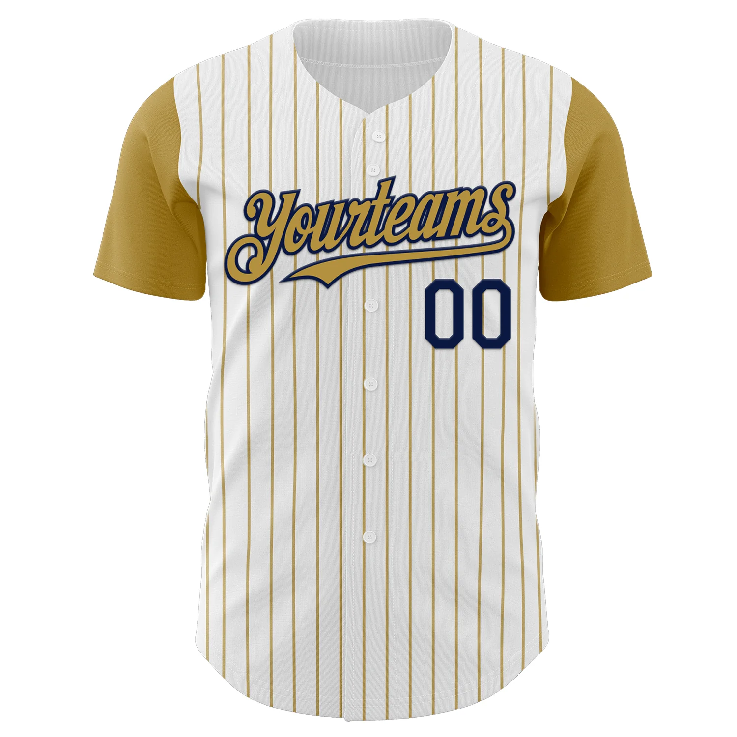 Custom White Old Gold Pinstripe Navy Authentic Two Tone Baseball Jersey