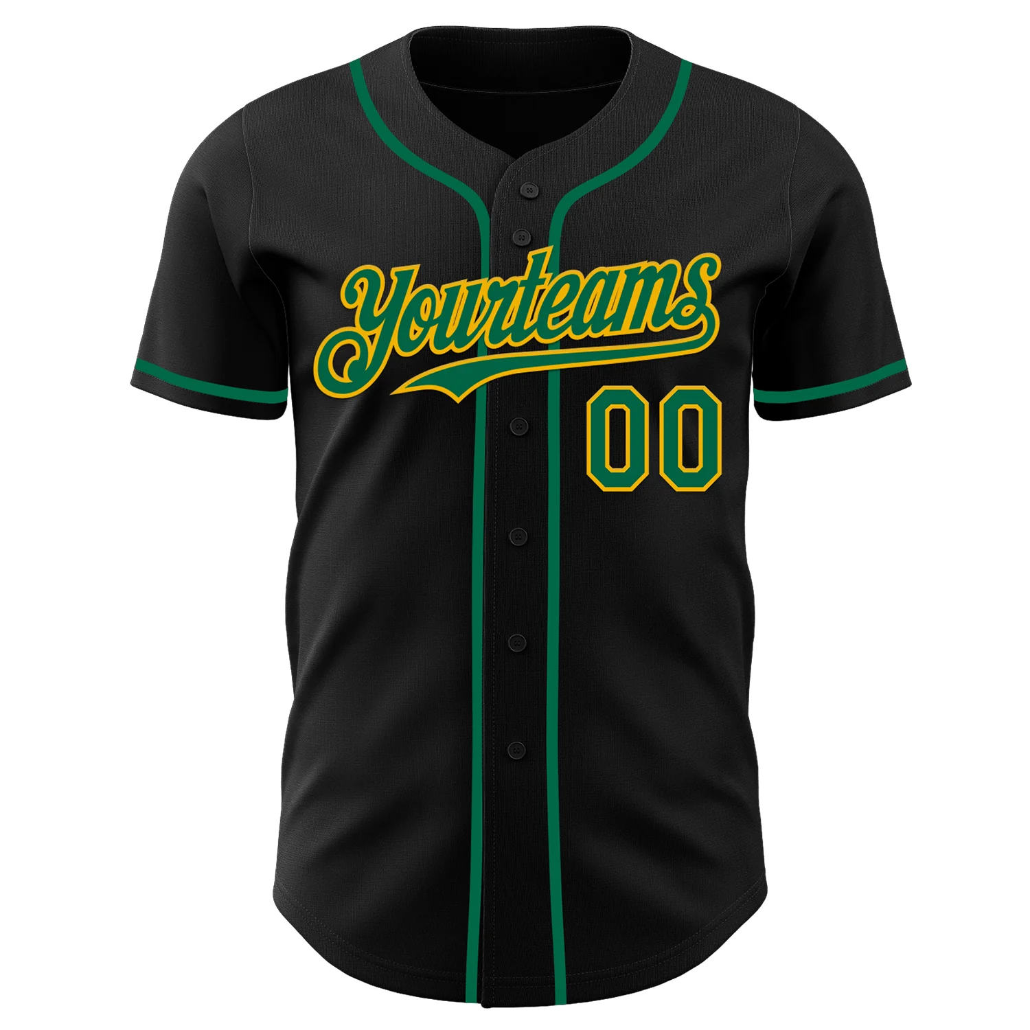 Custom Black Kelly Green-Gold Authentic Baseball Jersey