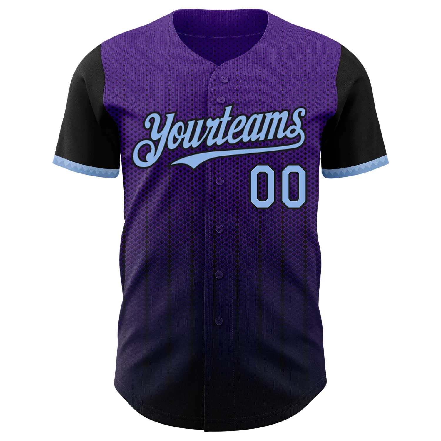 Custom Purple Light Blue-Black 3D Pattern Design Gradient Geometric Shape Authentic Baseball Jersey