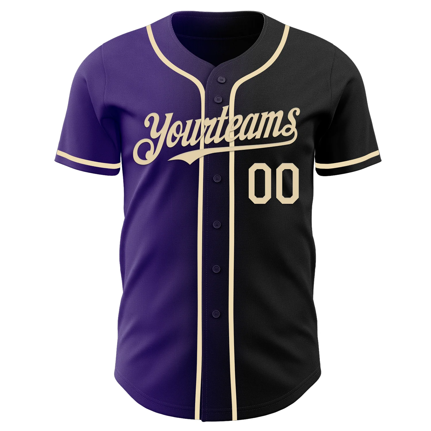Custom Black Cream-Purple Authentic Gradient Fashion Baseball Jersey