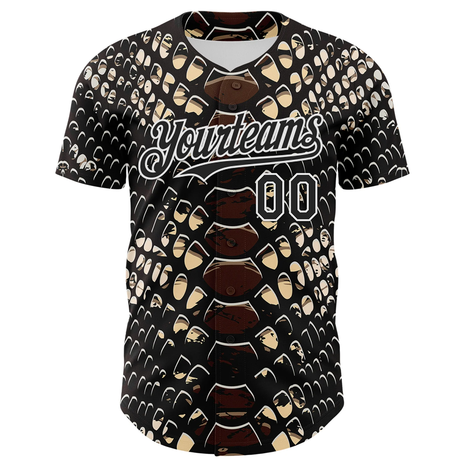 Custom Black White 3D Pattern Design Rave Psychedelic Snakeskin Authentic Baseball Jersey