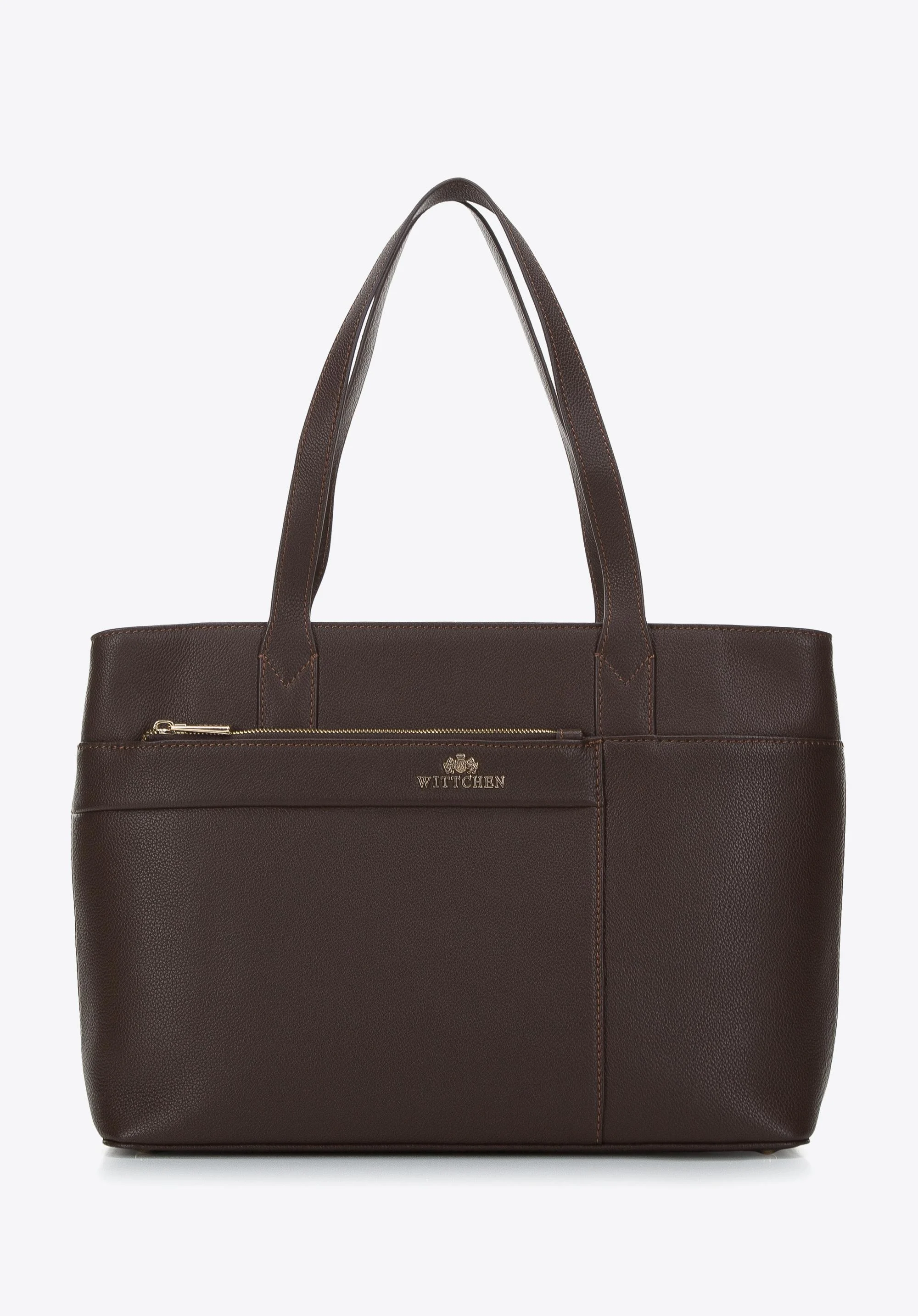 Torebka shopperka skórzana z przeszyciami dwukomorowa