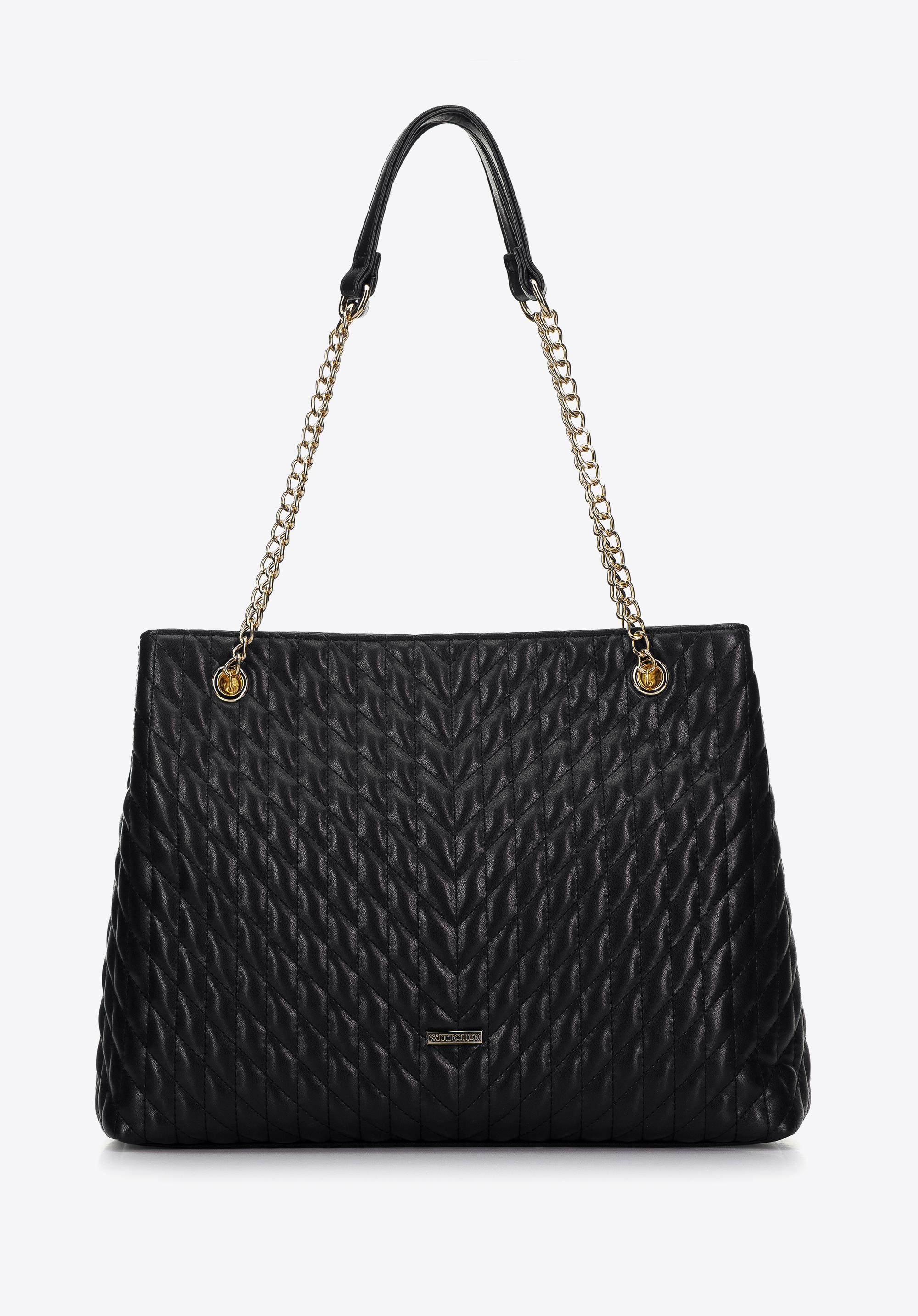 Torebka shopperka pikowana w jodełkę