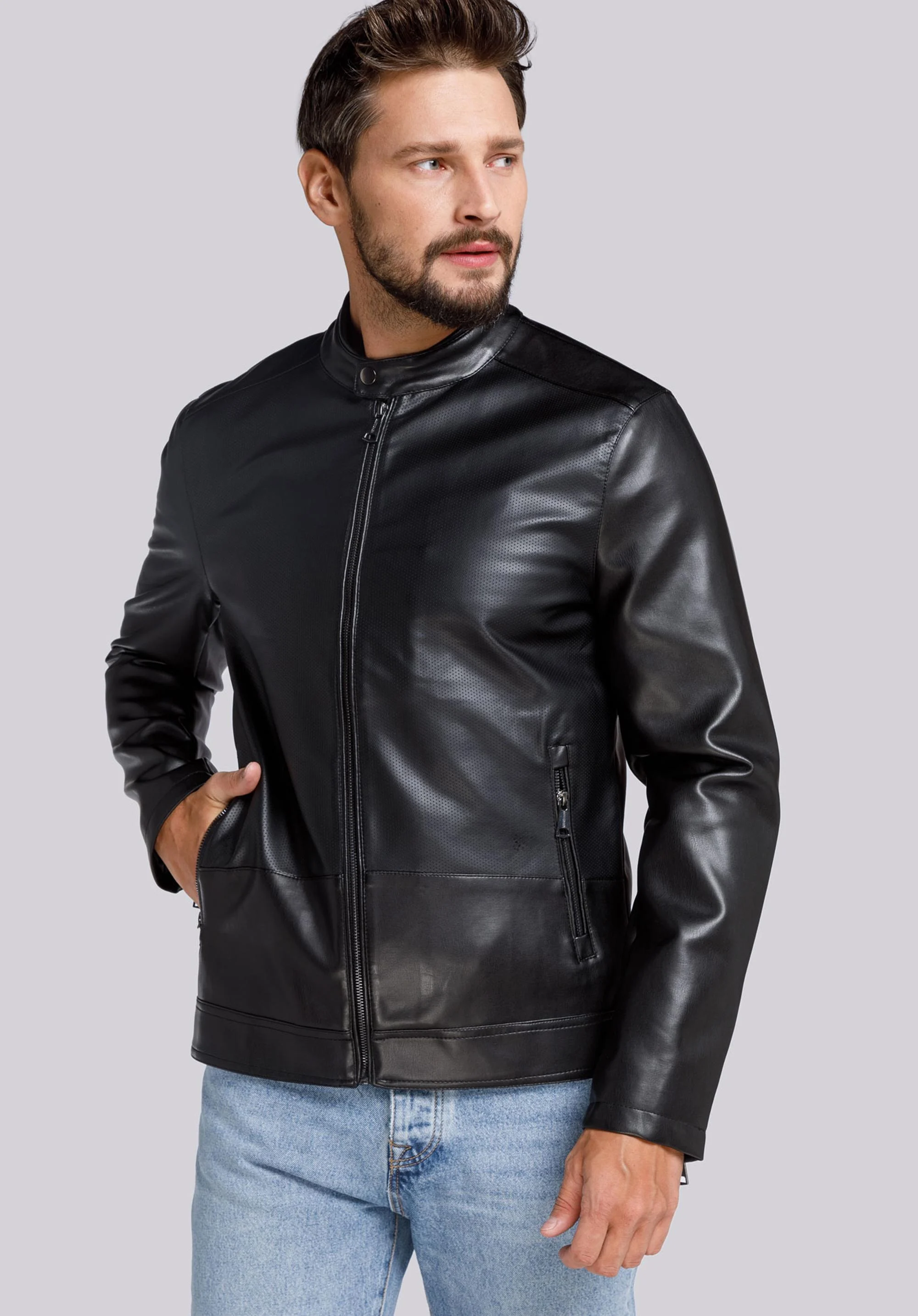 Męska kurtka z perforowanej ekoskóry