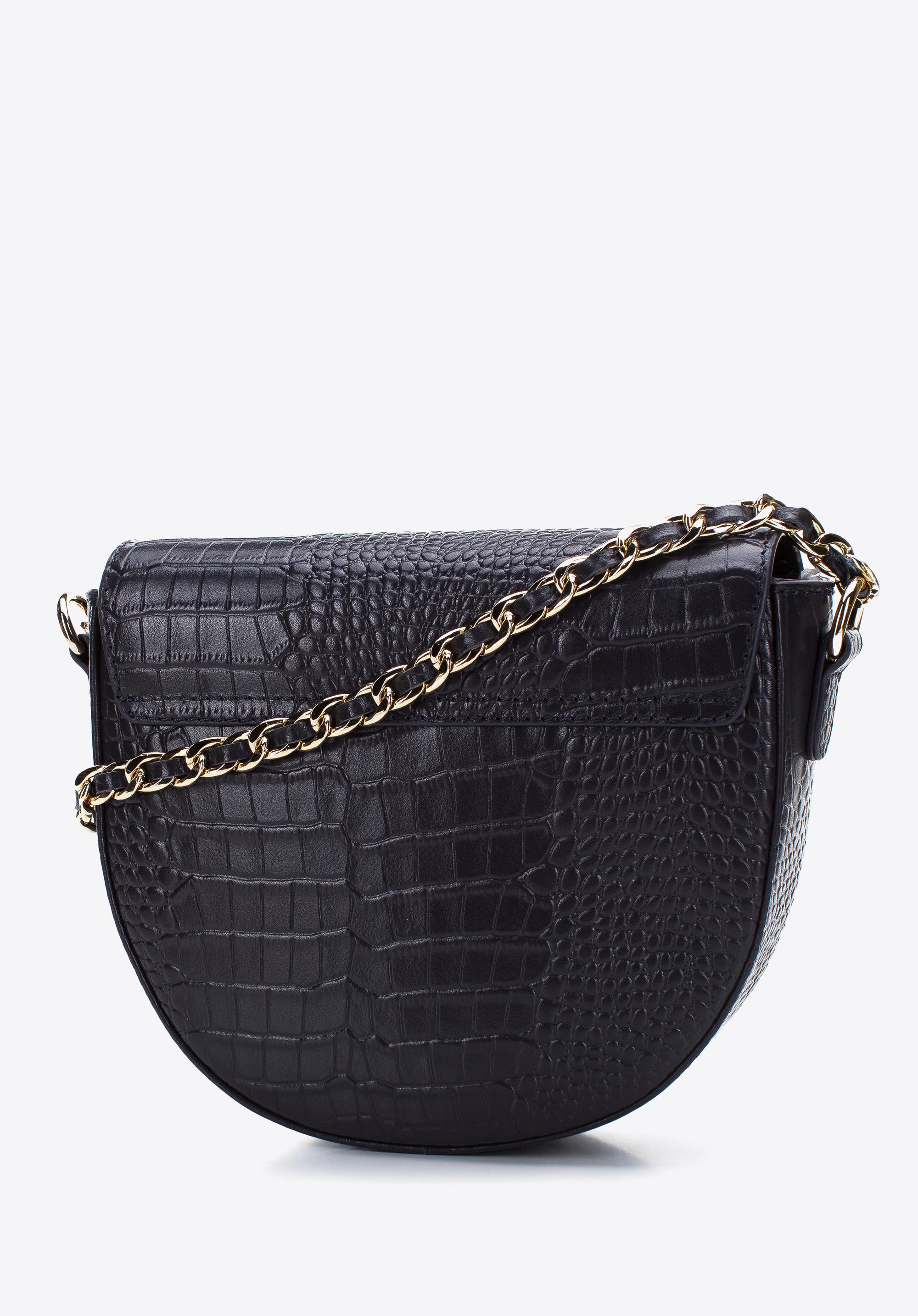 Damska listonoszka skórzana croco na łańcuszku