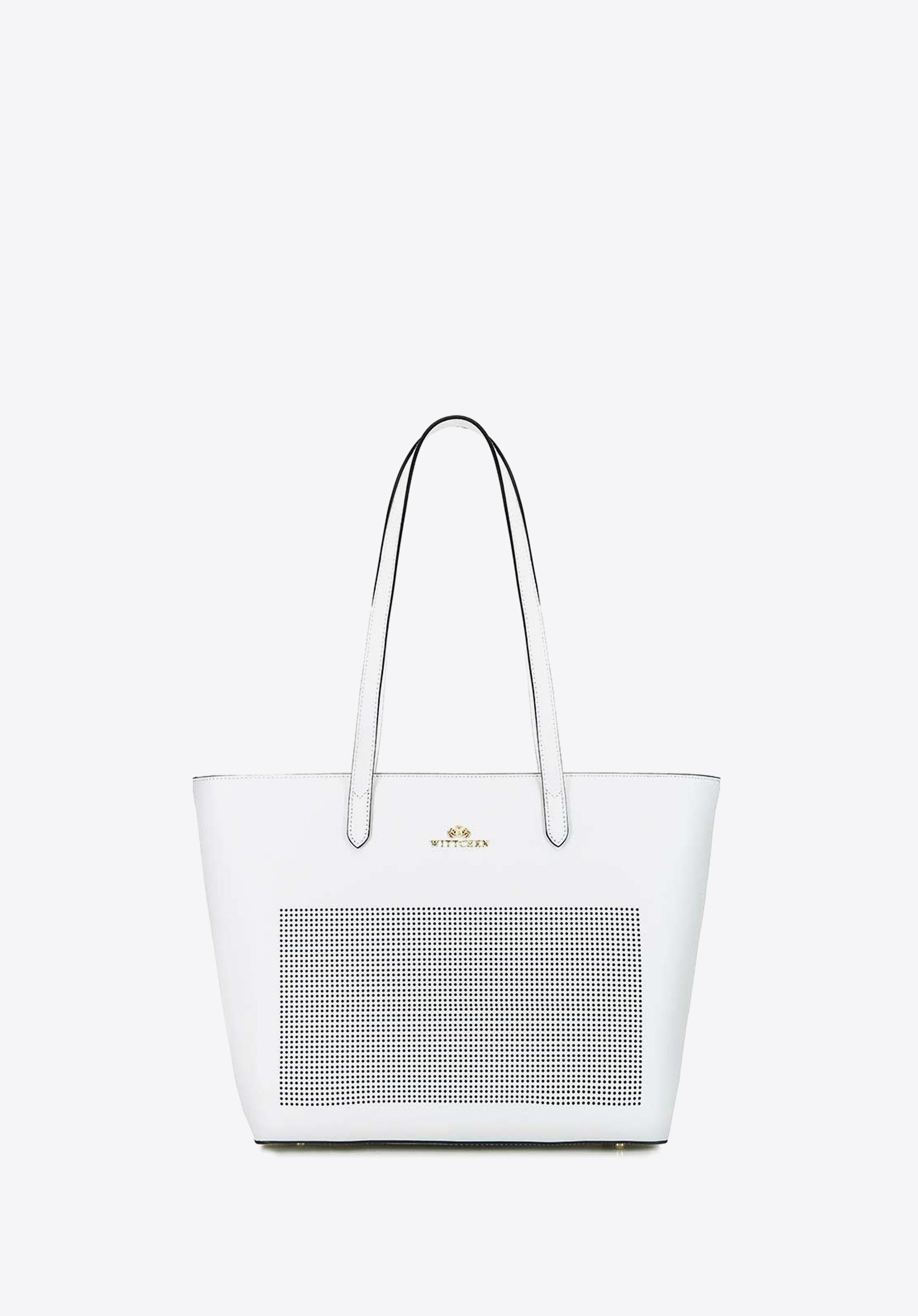 Torebka shopperka skórzana dziurkowana