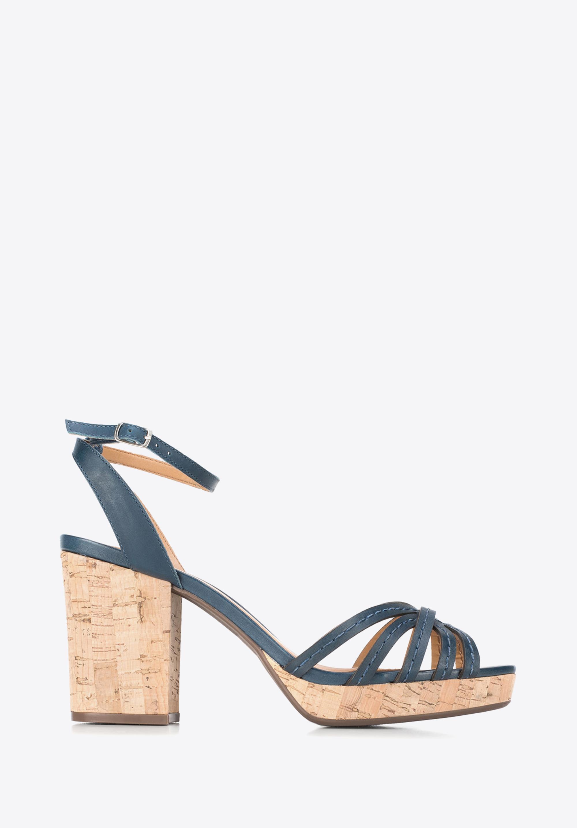 Damskie sandały skórzane na korku