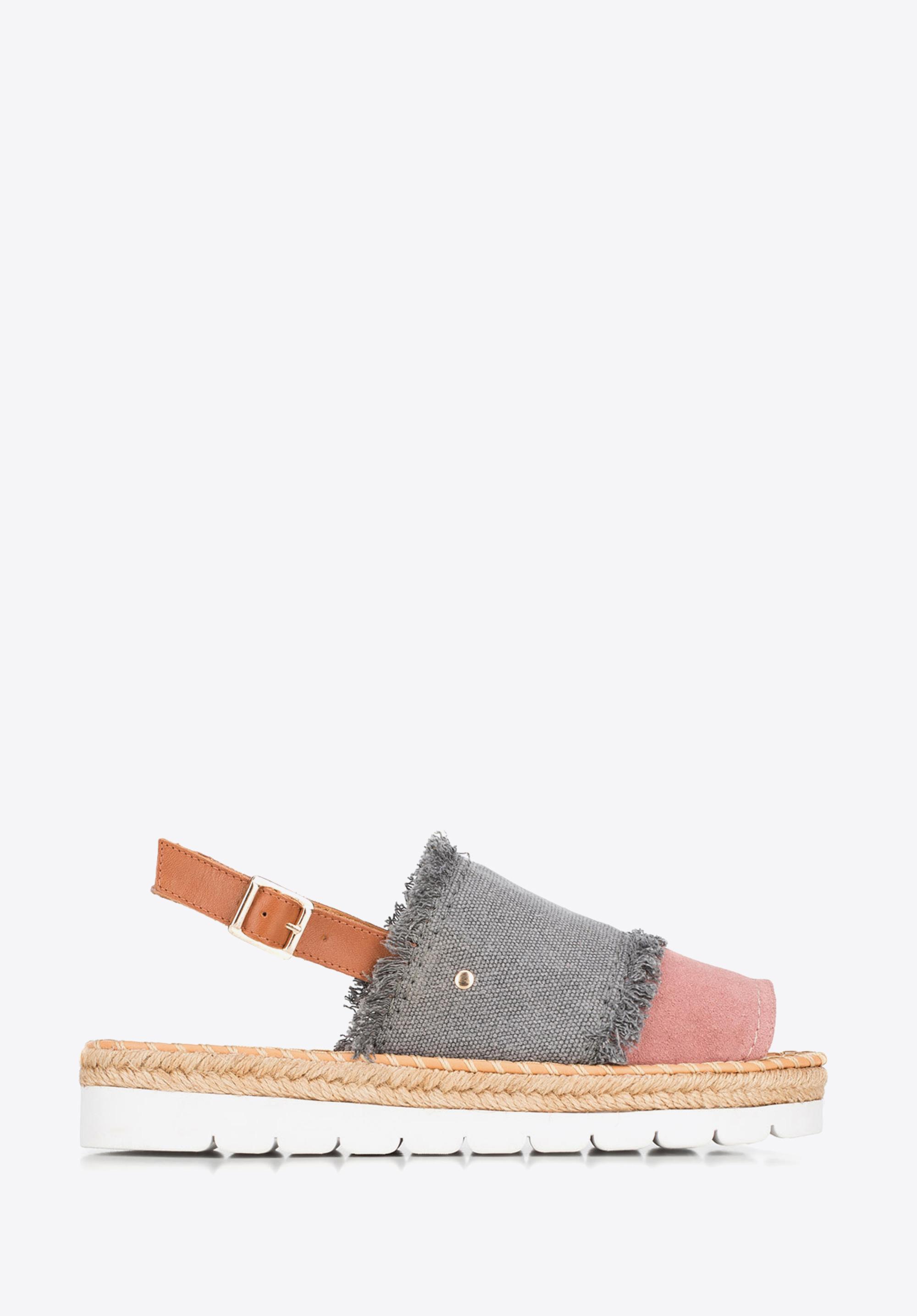 Damskie sandały z nubuku strzępione