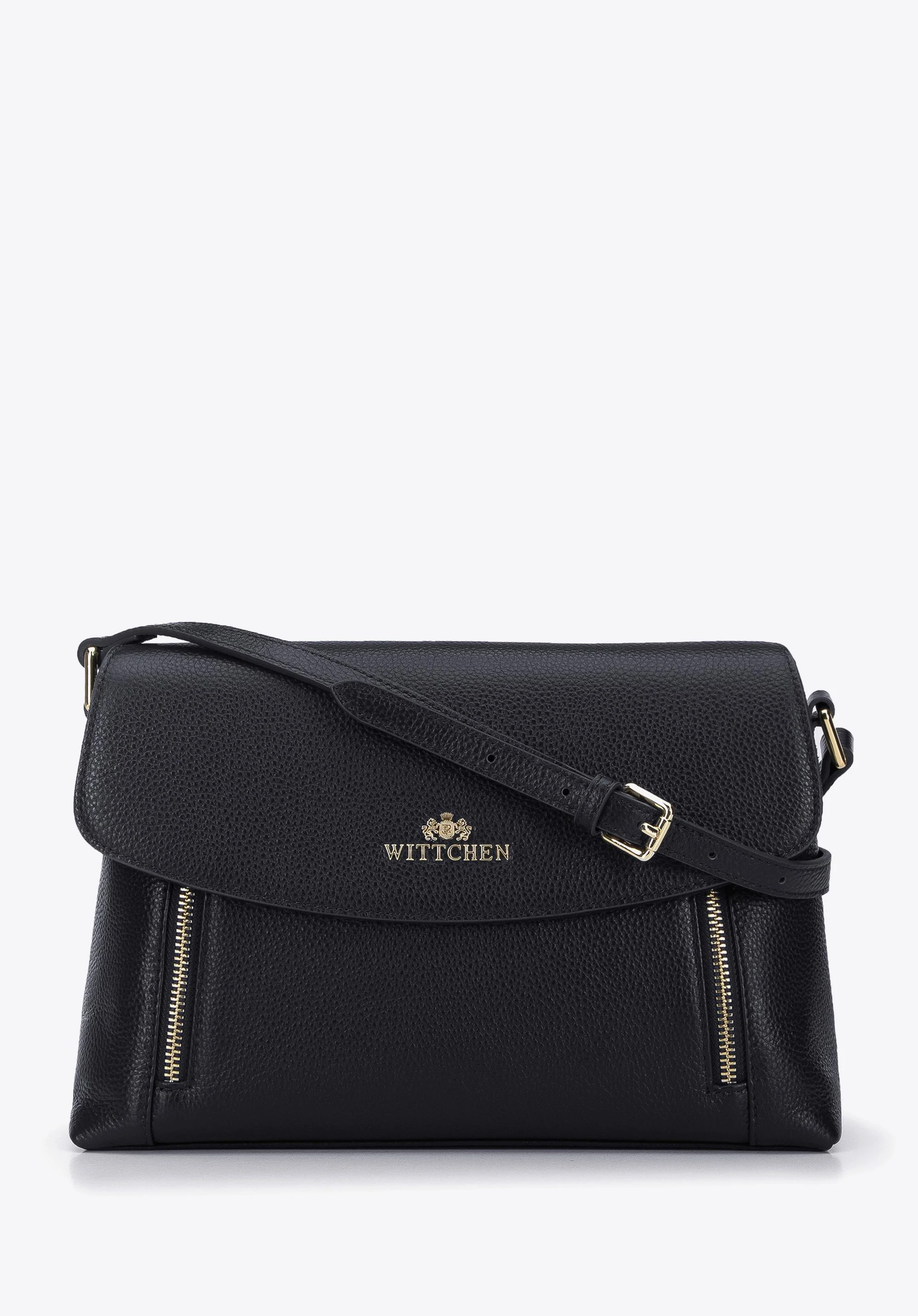 Damska listonoszka skórzana z pionowymi suwakami