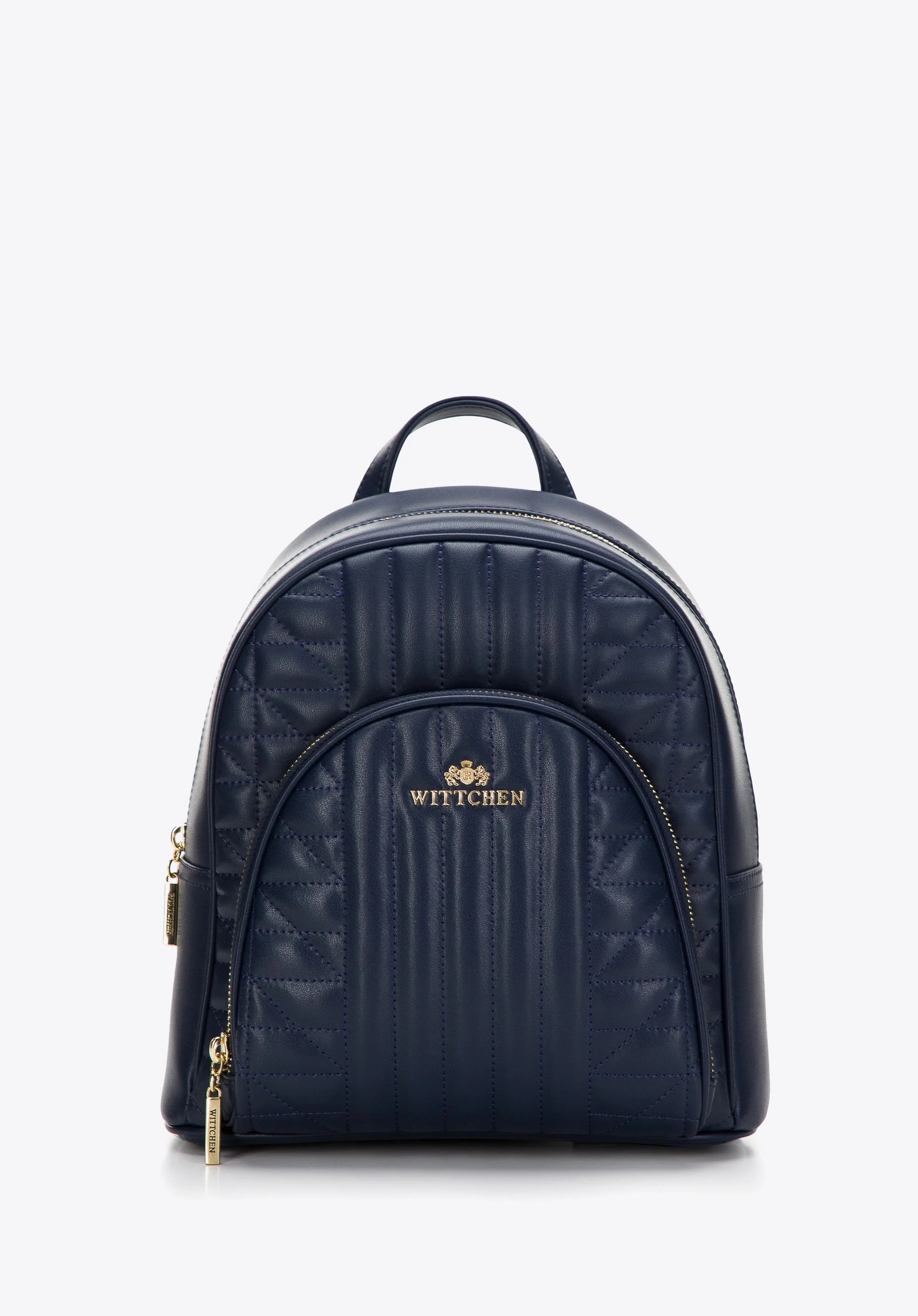 Damski plecak z pikowanej skóry z kieszenią z przodu