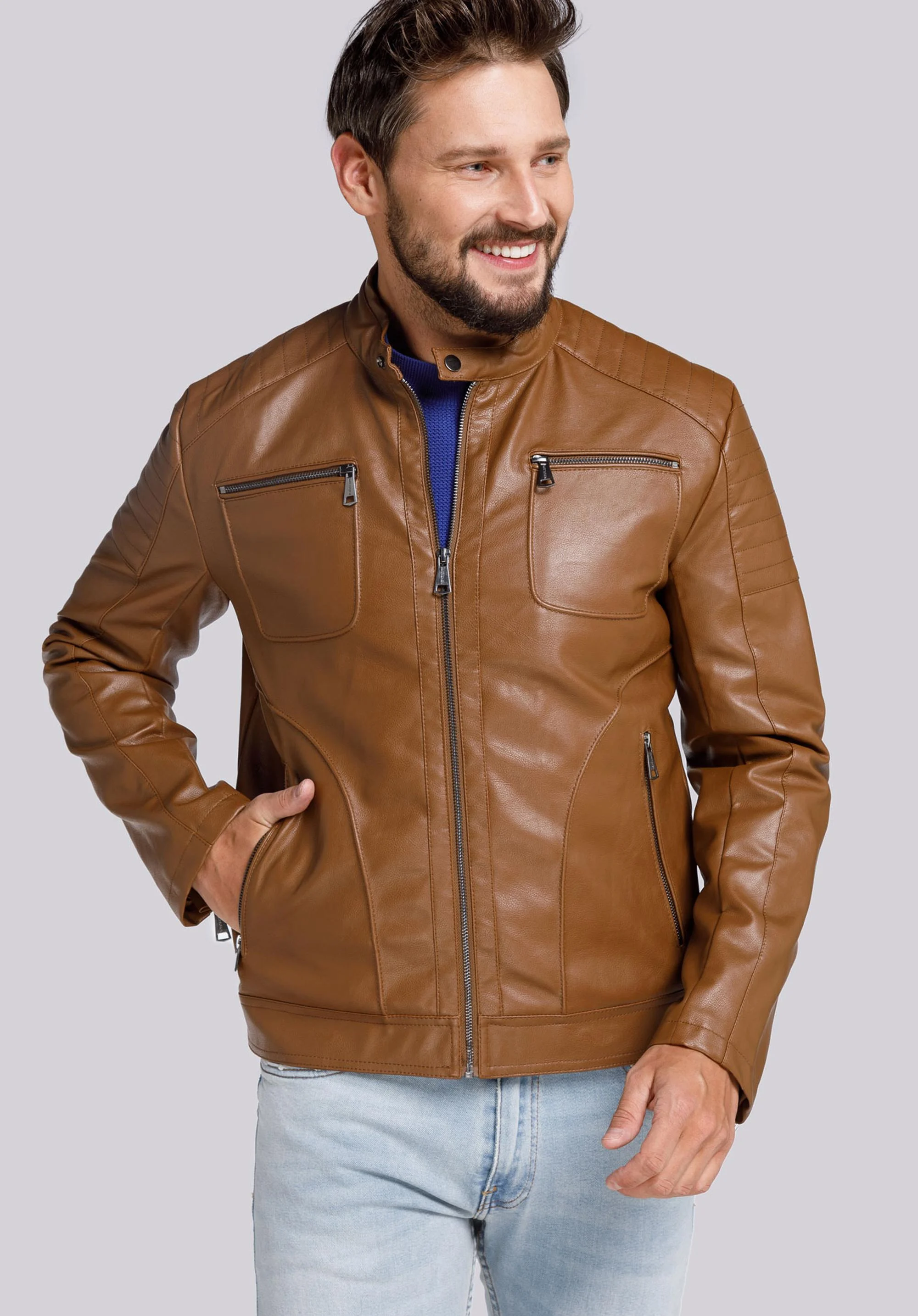 Męska kurtka z obszytymi kieszeniami