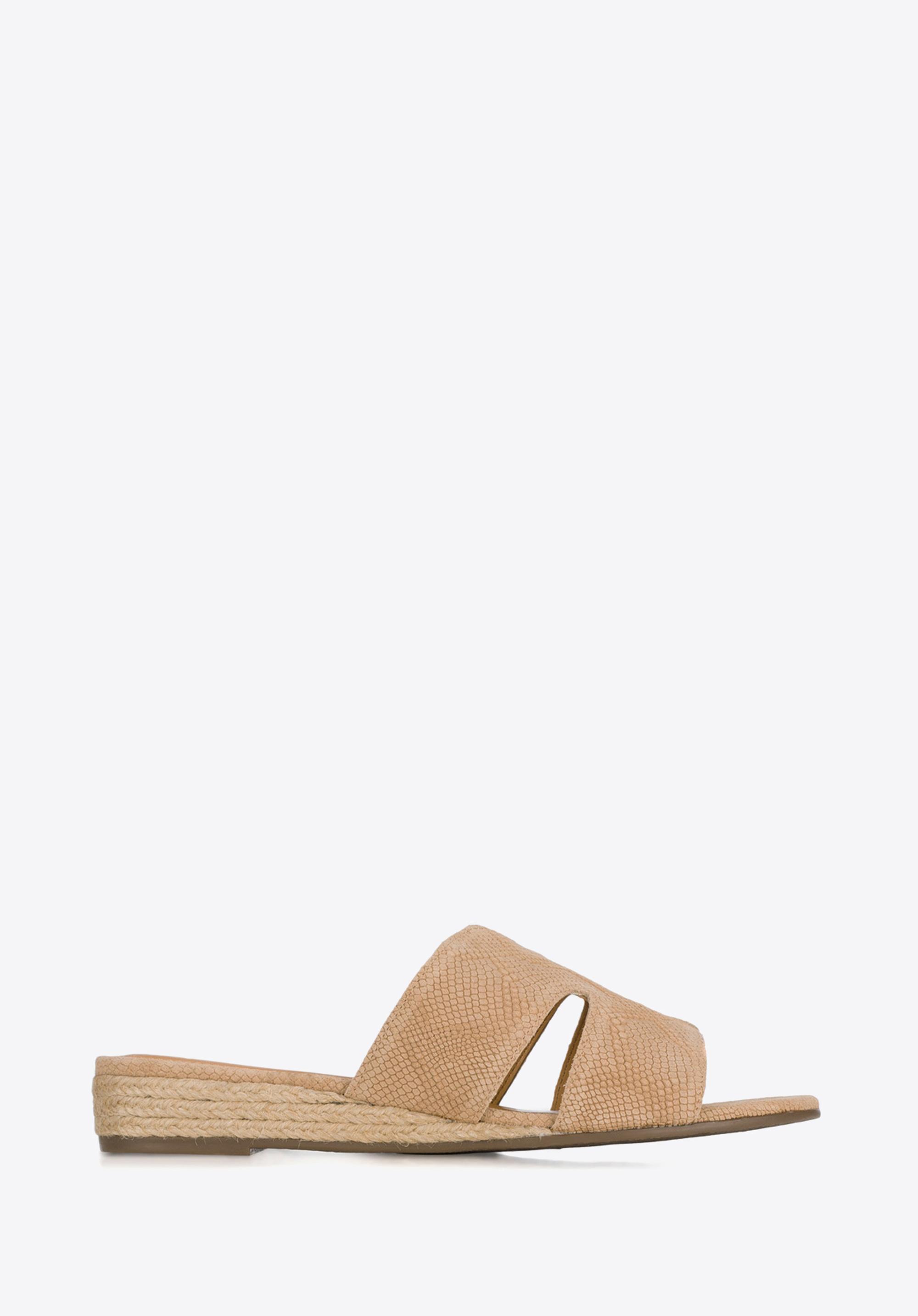 Damskie klapki z zamszu lizard