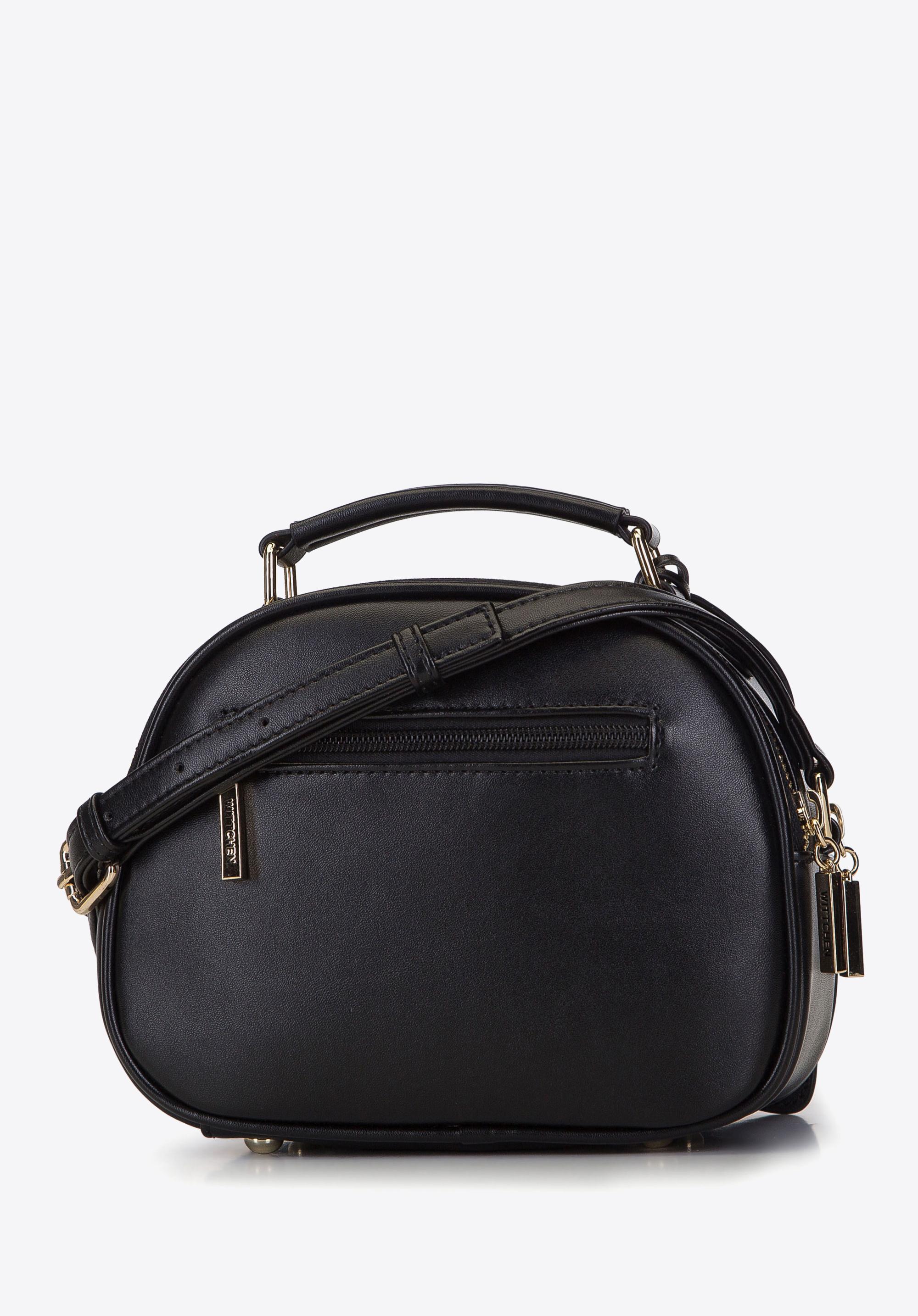 Damska listonoszka ze skóry z pokryciem bouclé