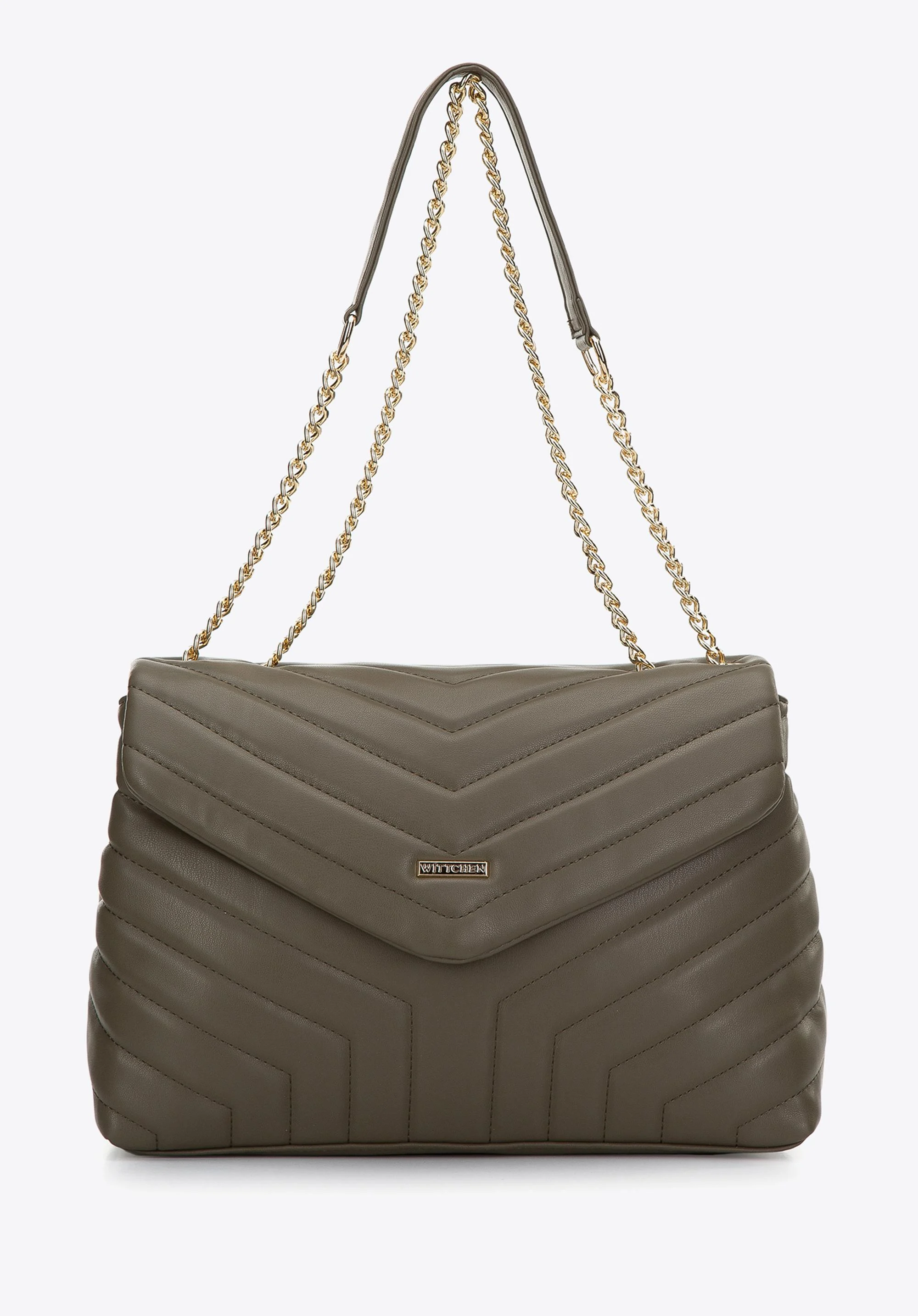 Damska listonoszka z ozdobnym pikowaniem na łańcuszku